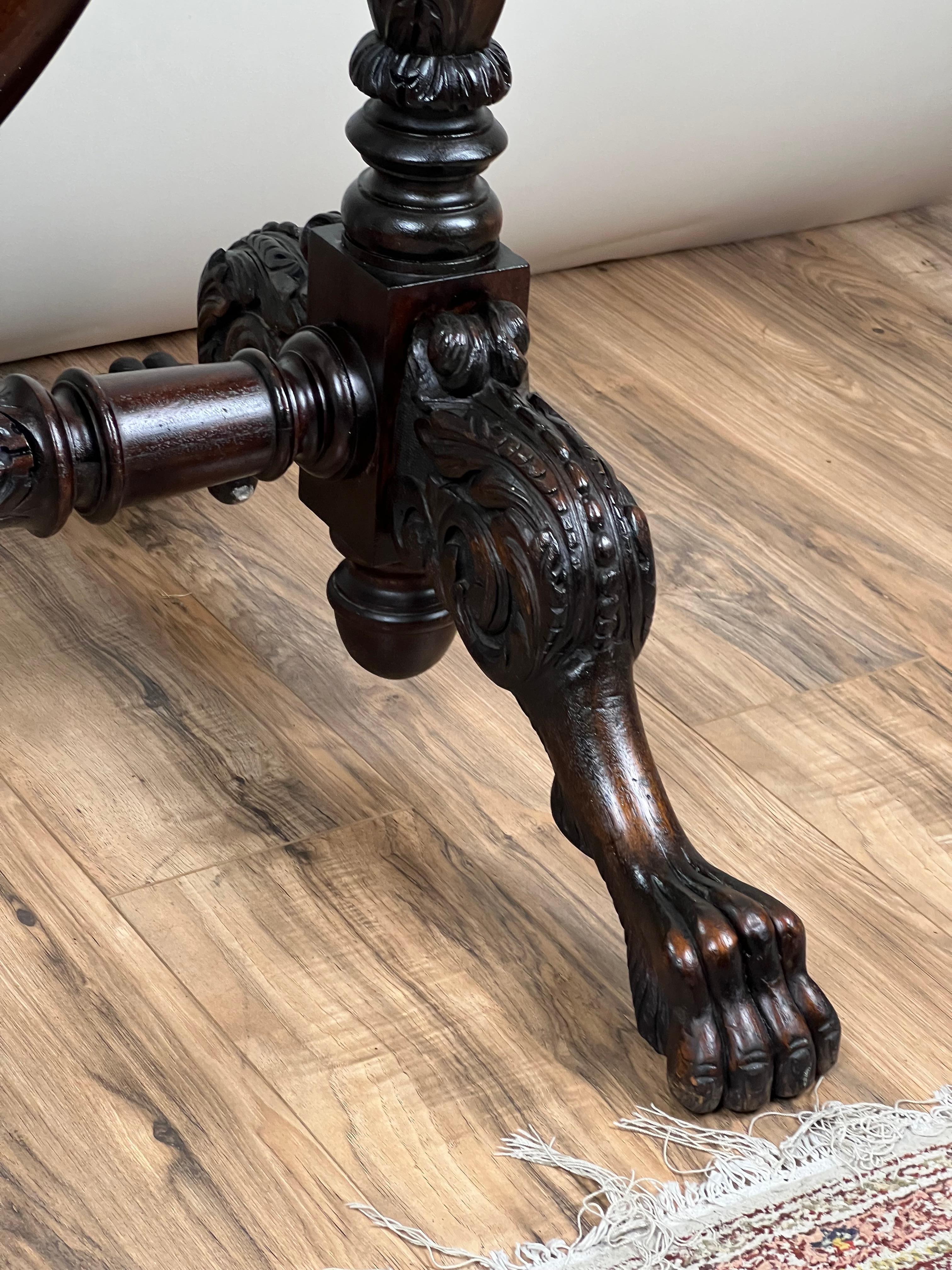 Impressive Antique Empire Acanthus and Barbola Rose Carved Cheval Mirror en vente 5