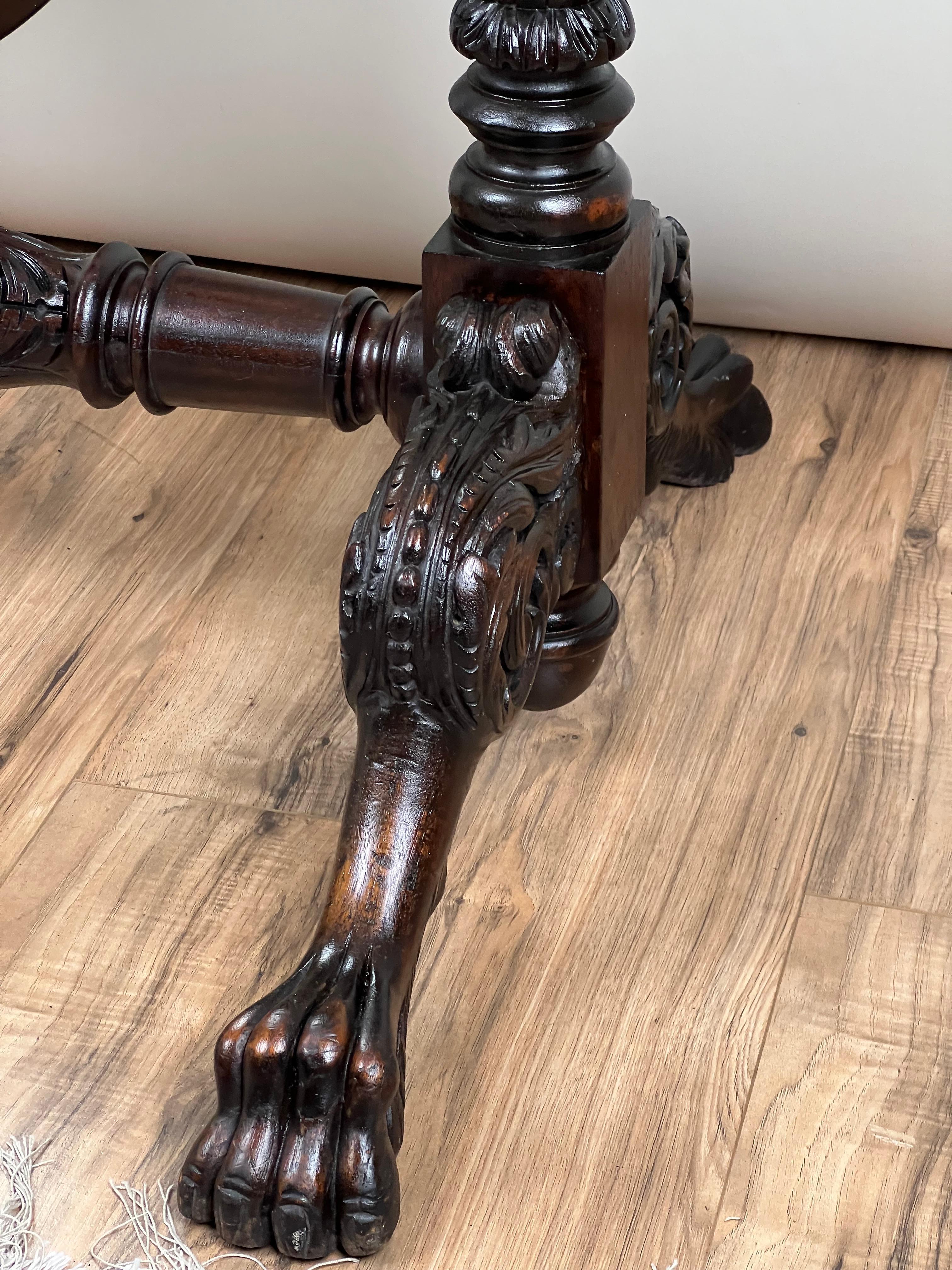 Impressive Antique Empire Acanthus and Barbola Rose Carved Cheval Mirror en vente 6