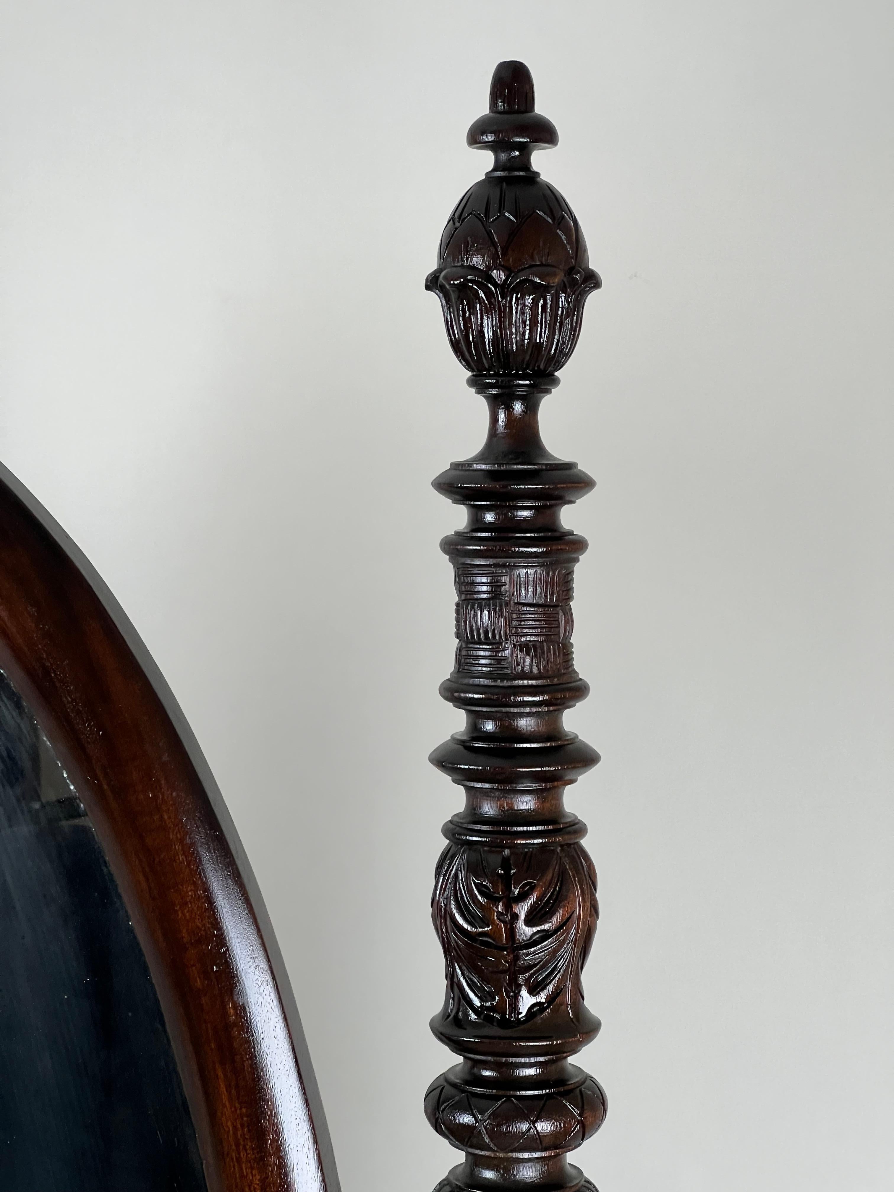 Impressive Antique Empire Acanthus and Barbola Rose Carved Cheval Mirror en vente 9