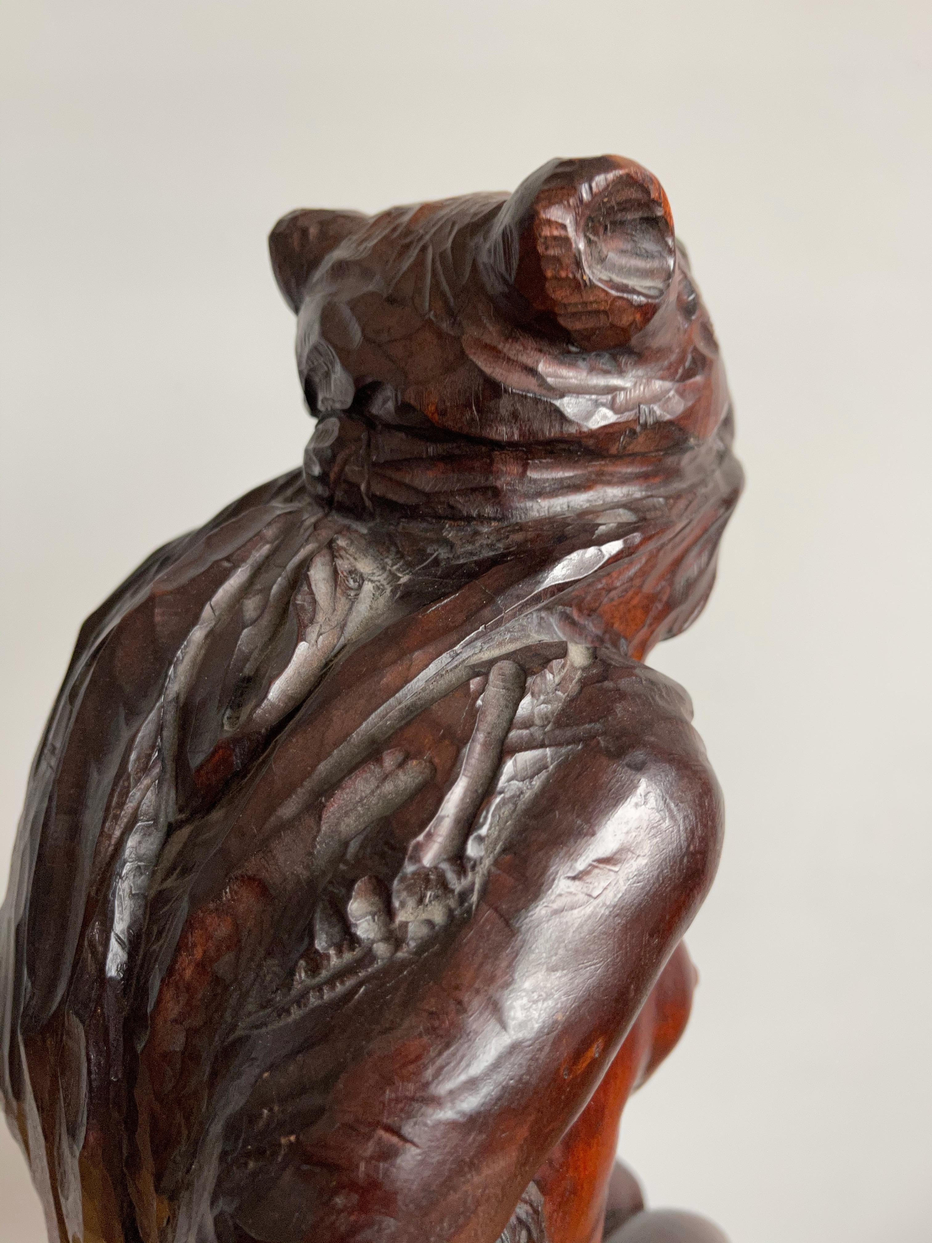 Impressive Antique Female Nude Amazon Sculpture w. Draped Big Cat / Tiger Skin For Sale 8
