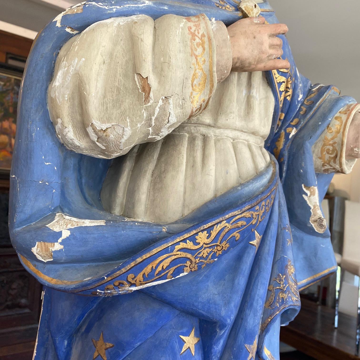 Impressive Antique Lifesize Immaculata Religious Sculpture 5