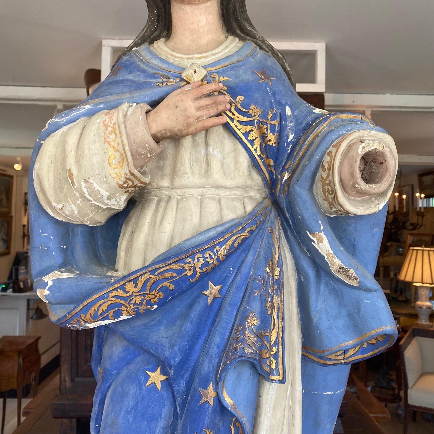 Impressive Antique Lifesize Immaculata Religious Sculpture 6