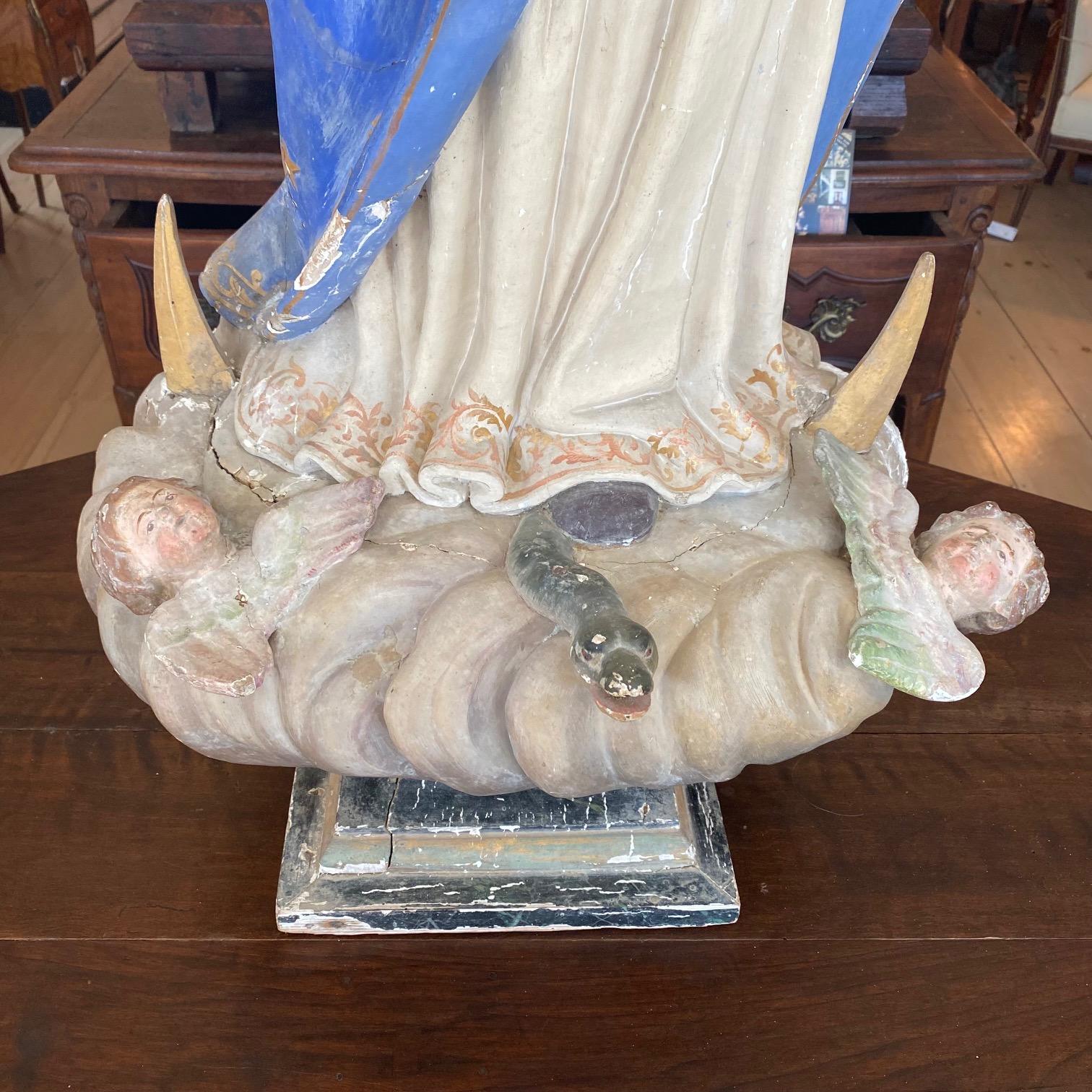 Impressive Antique Lifesize Immaculata Religious Sculpture 7