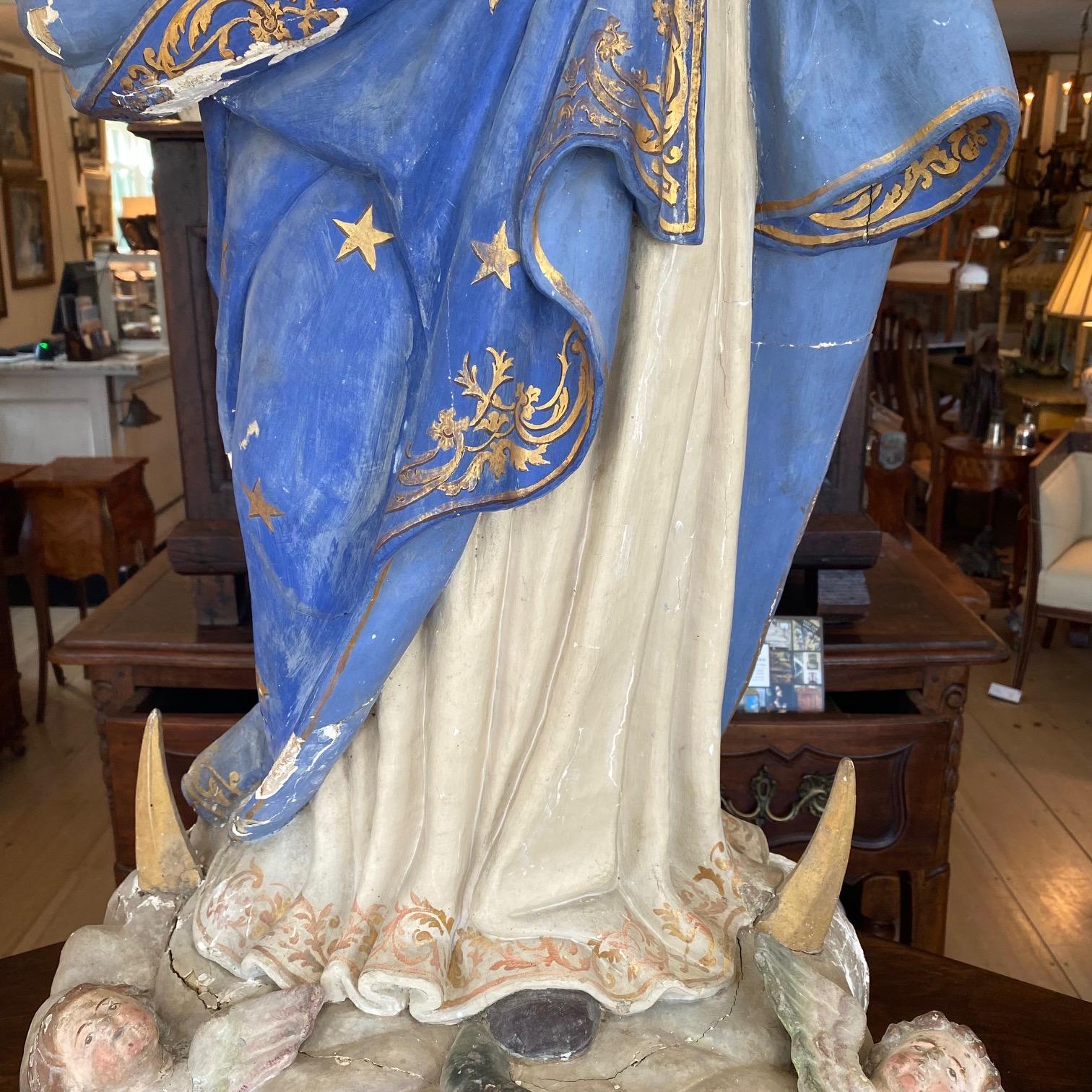 Impressive Antique Lifesize Immaculata Religious Sculpture 8