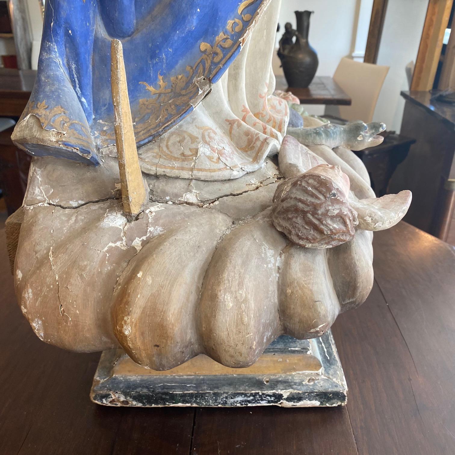 Ceramic Impressive Antique Lifesize Immaculata Religious Sculpture For Sale