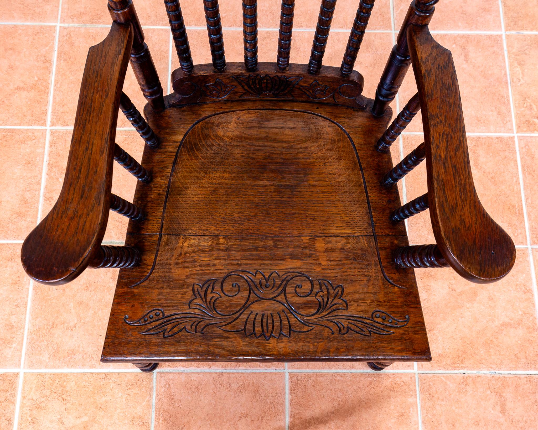Impressionante Sedia Windsor antica in Oak Country Poltrona Fanback antica da caminetto in vendita 11