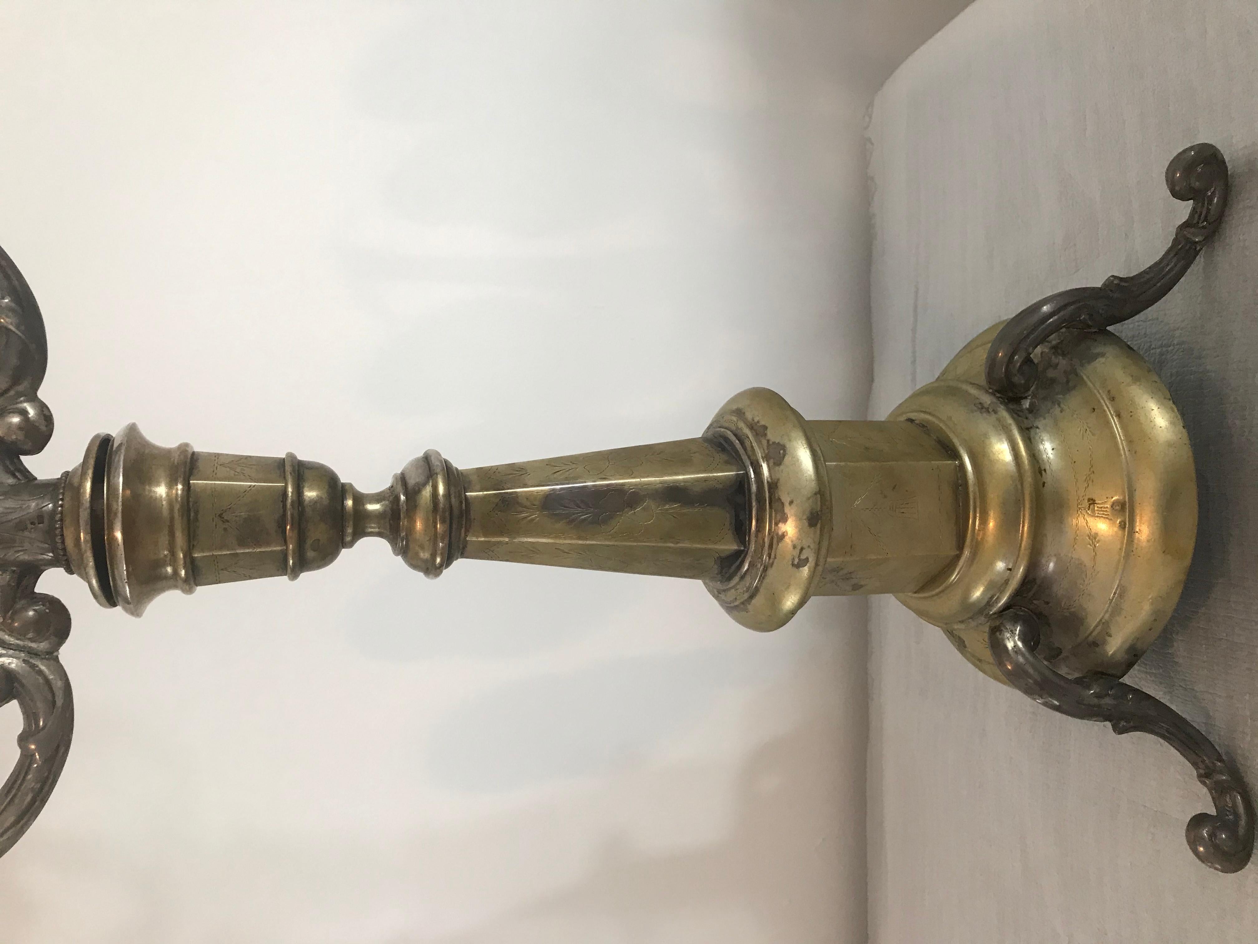 Impressive Antique Silver Menorah  Judaica Candlestick  For Sale 1