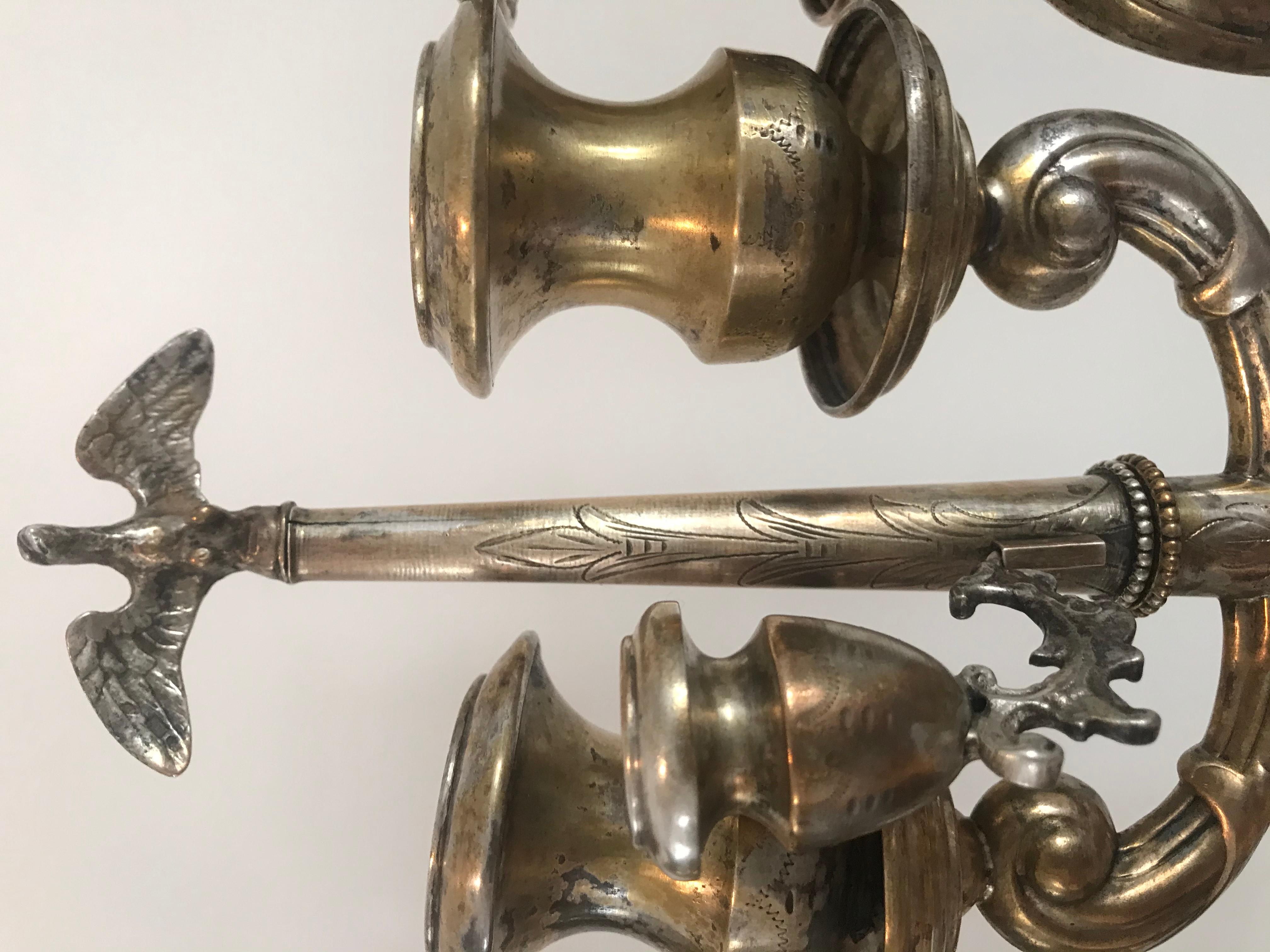Impressive Antique Silver Menorah  Judaica Candlestick  For Sale 2