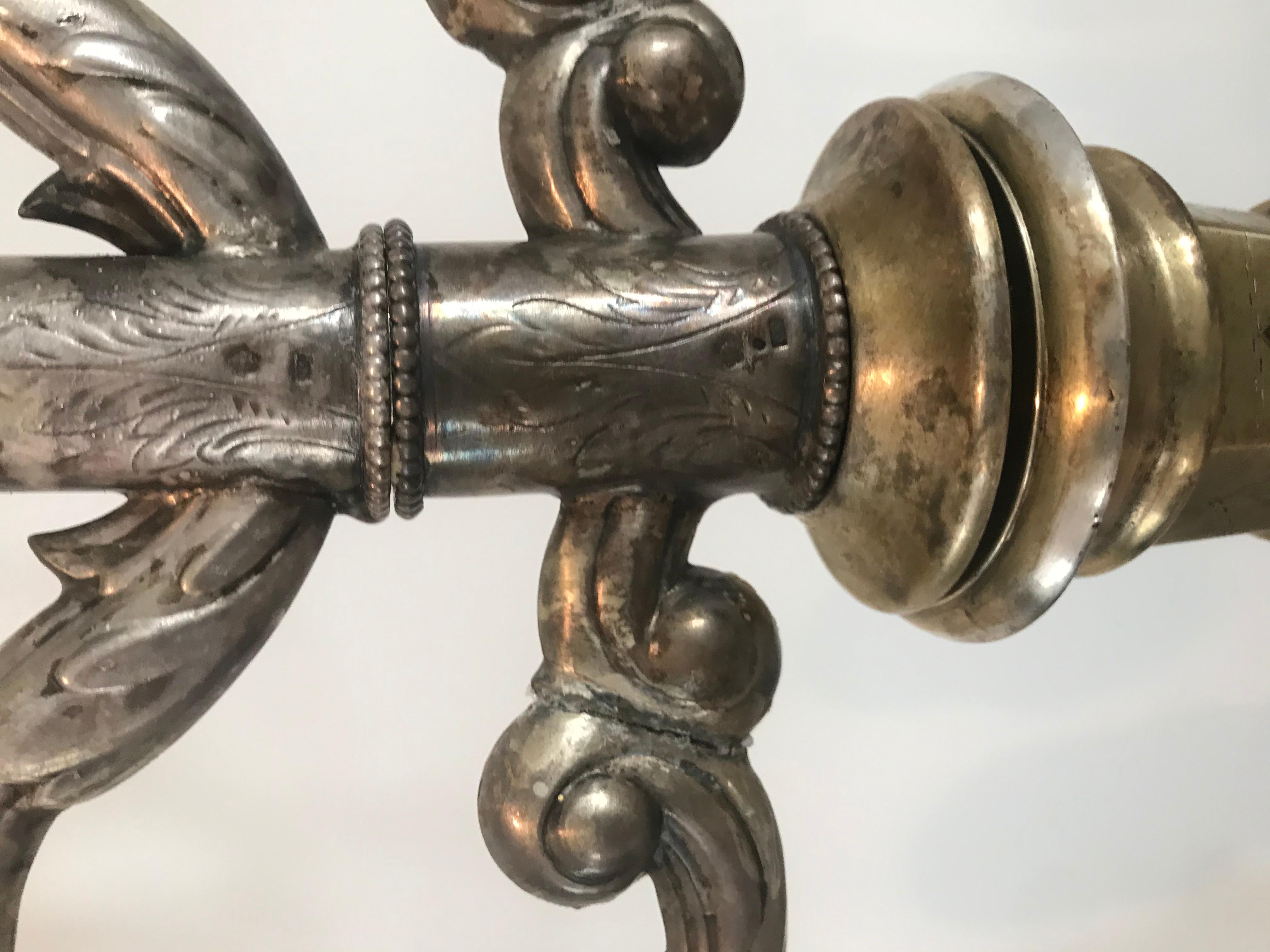 Impressive Antique Silver Menorah  Judaica Candlestick  For Sale 3