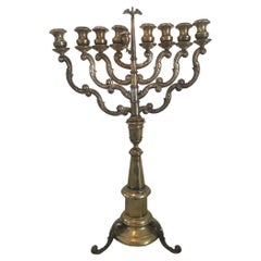 Impressive Antique Silver Menorah  Judaica Candlestick 