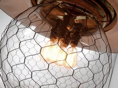 Impressive Antique Street Light with Wire Mesh Globe