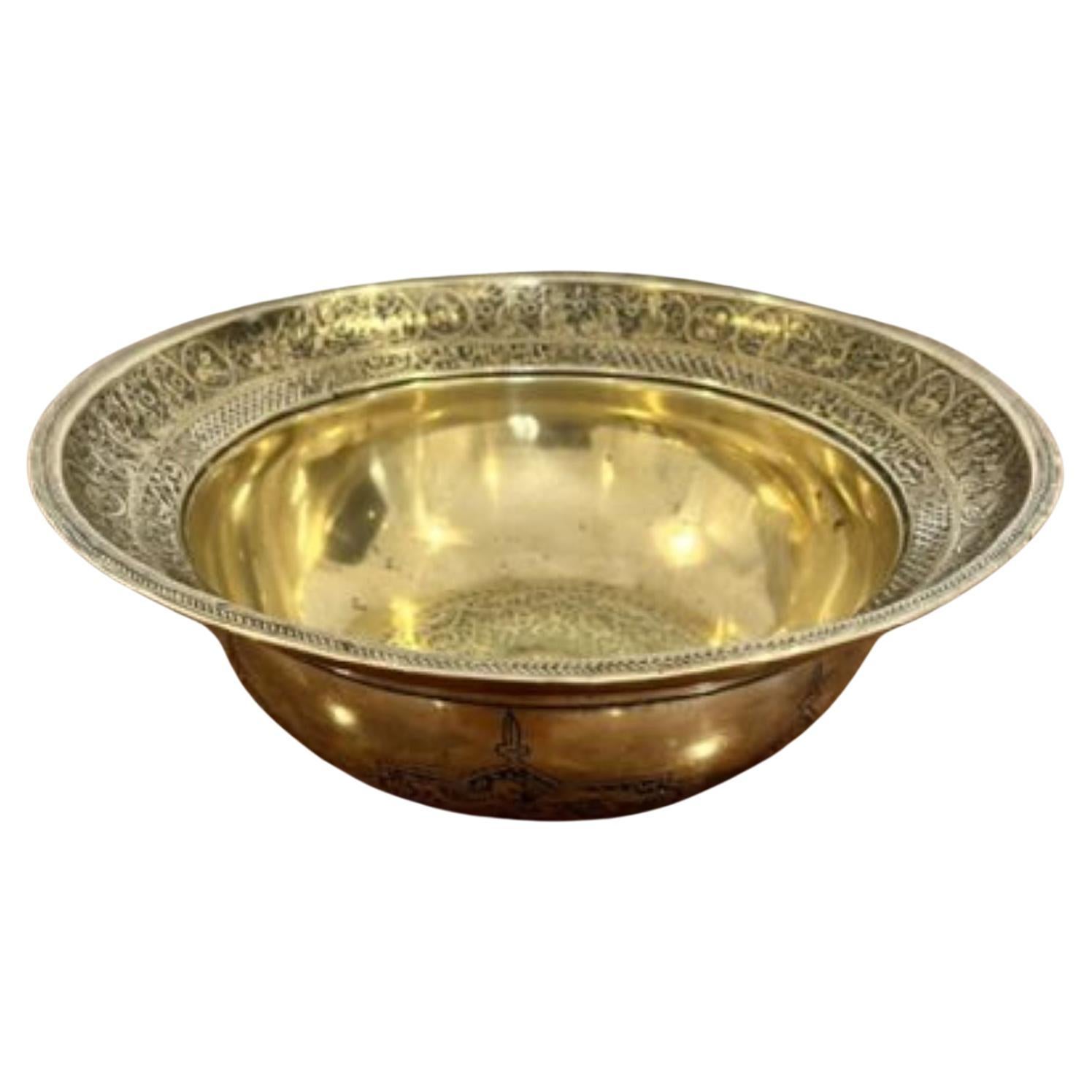 Impressive antique Victorian circular cairoware brass and mixed metal bowl For Sale