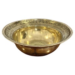 Impressive antique Victorian circular cairoware brass and mixed metal bowl