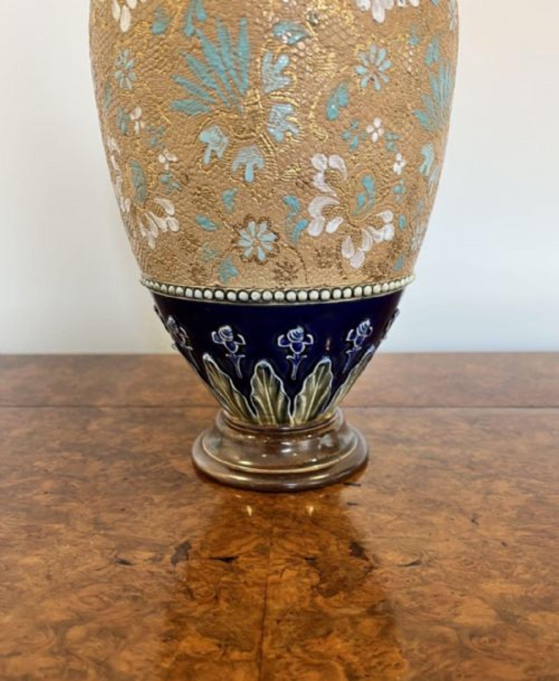Ceramic Impressive antique Victorian Doulton vase  For Sale