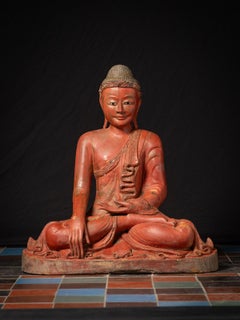 Impressive antique wooden Burmese Buddha from Burma - OriginalBuddhas