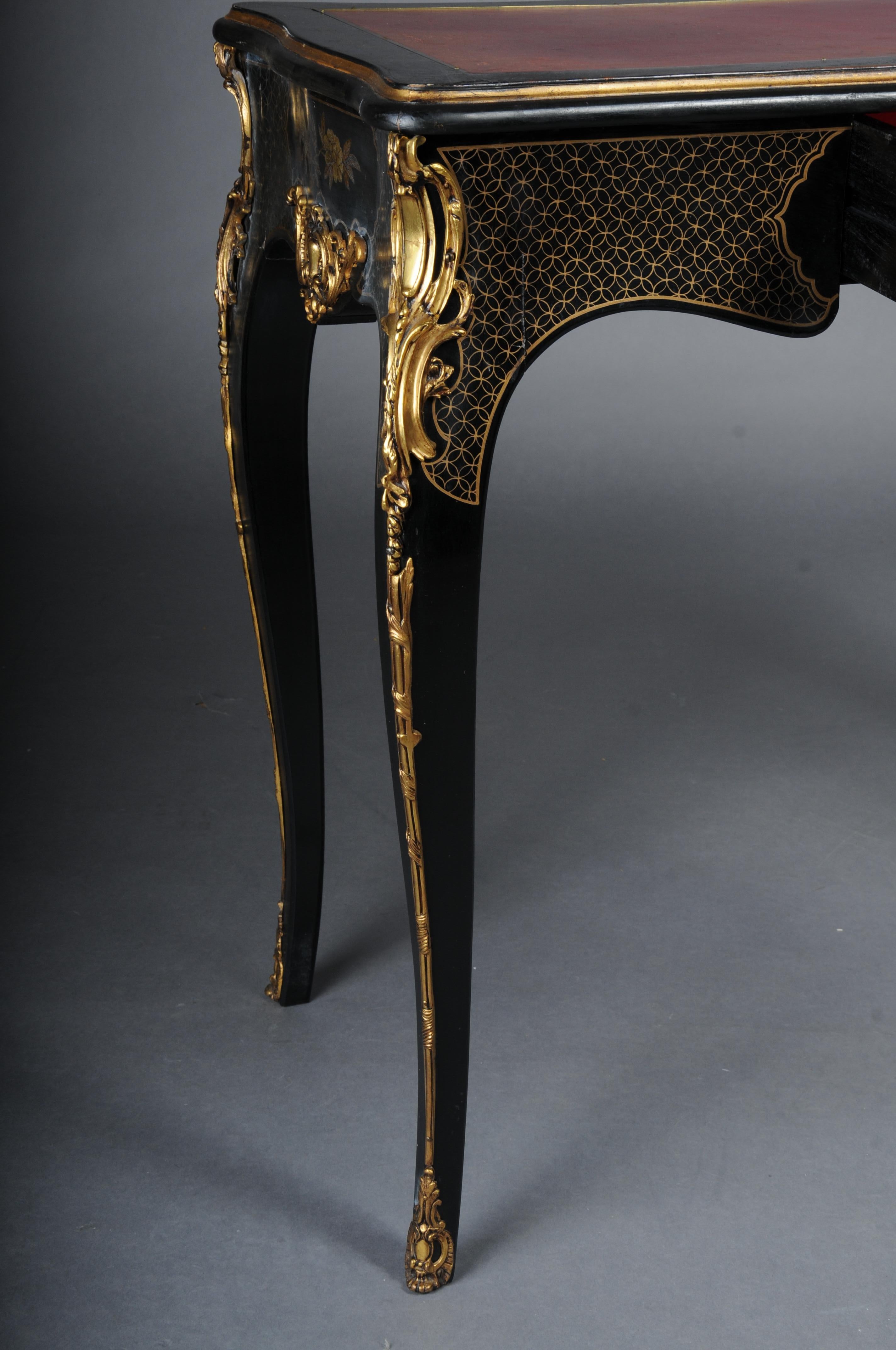 Impressive antique writing desk, ebonized/black around 1870, Napoleon III For Sale 5