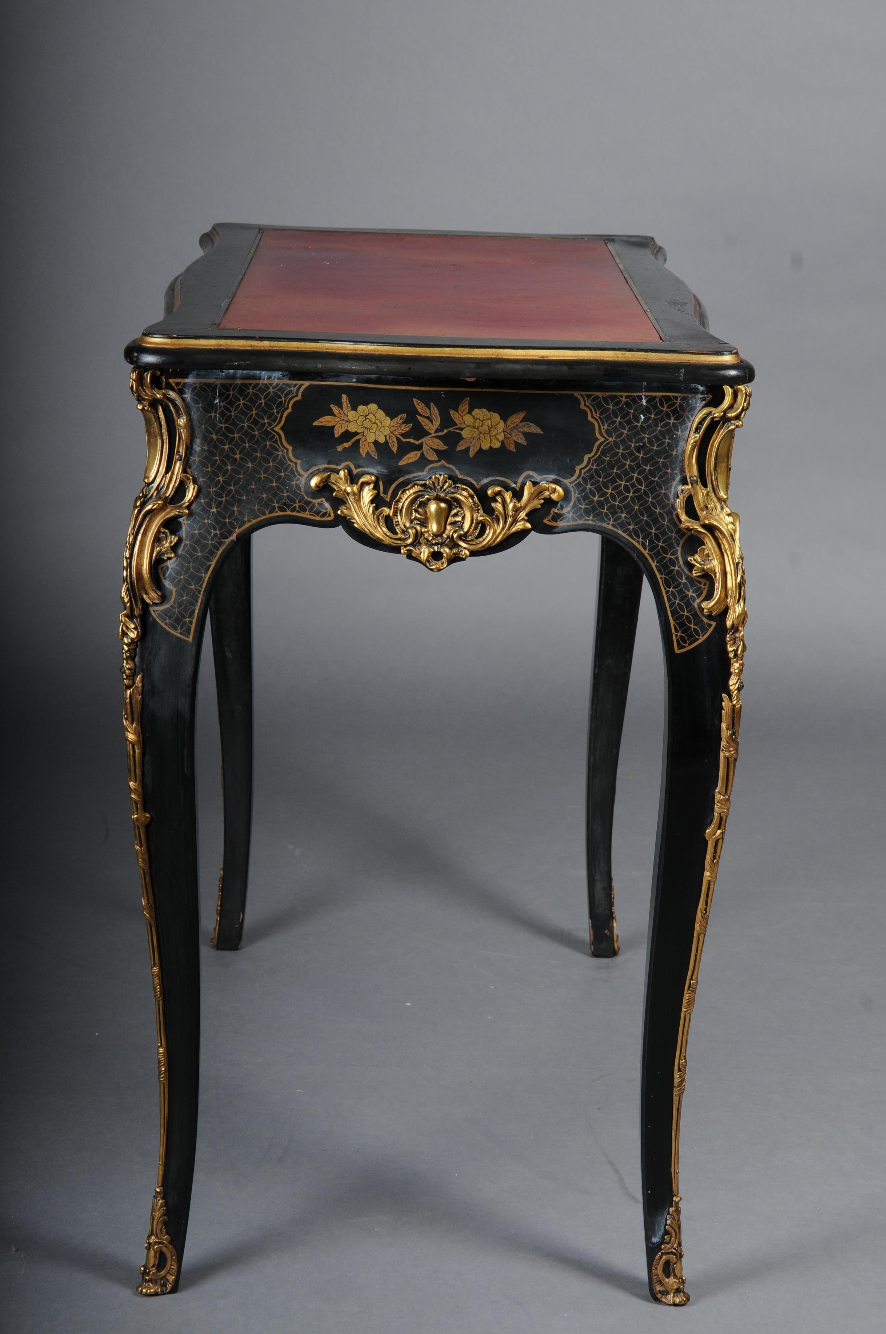 Impressive antique writing desk, ebonized/black around 1870, Napoleon III For Sale 6