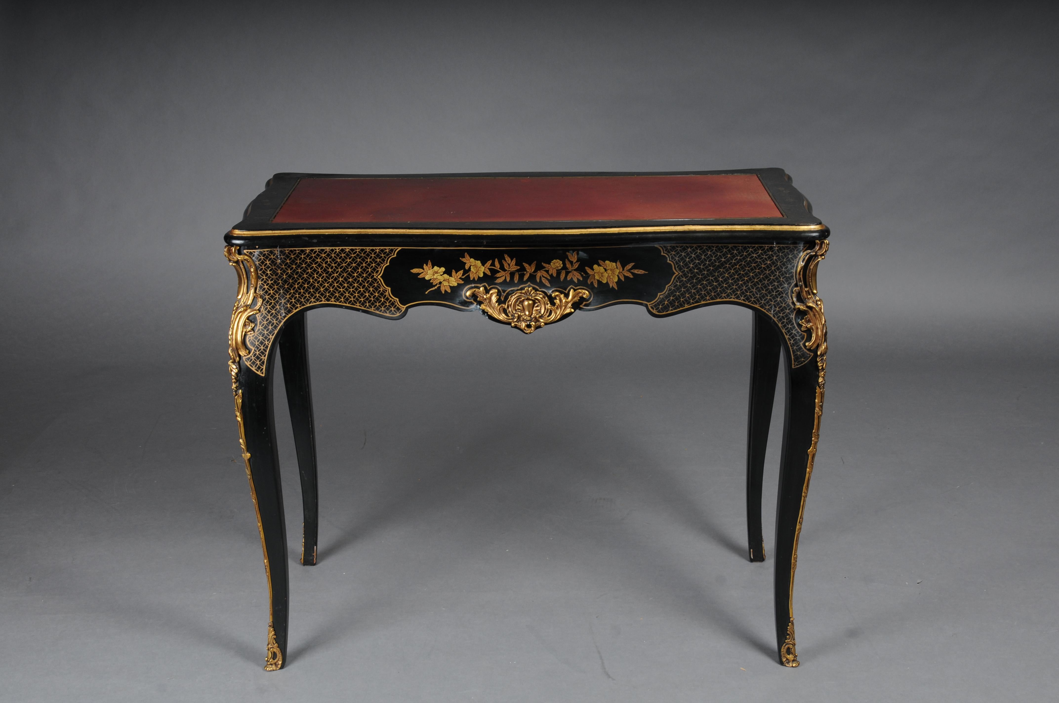 Impressive antique writing desk, ebonized/black around 1870, Napoleon III For Sale 10