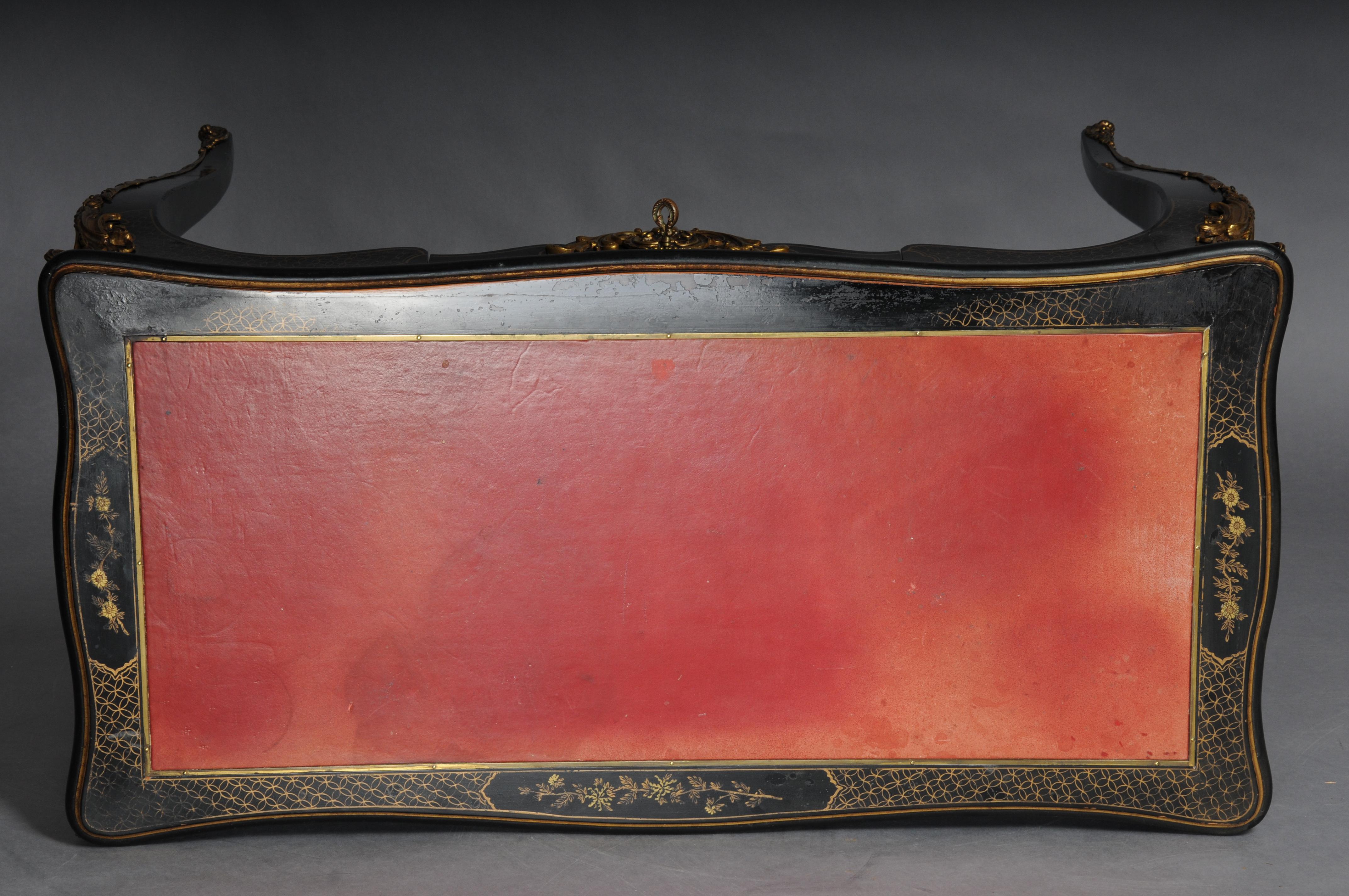 Impressive antique writing desk, ebonized/black around 1870, Napoleon III For Sale 11