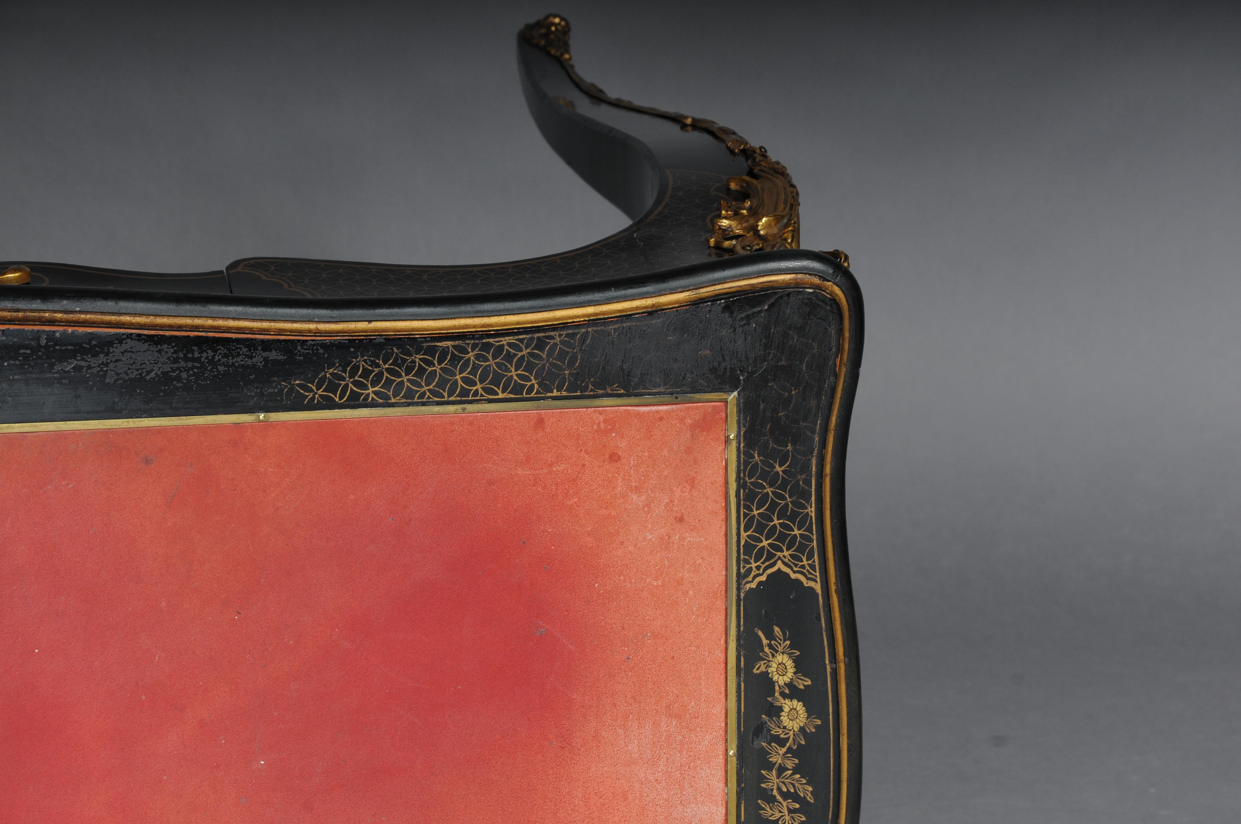 Impressive antique writing desk, ebonized/black around 1870, Napoleon III For Sale 12
