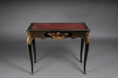Impressive antique writing desk, ebonized/black around 1870, Napoleon III