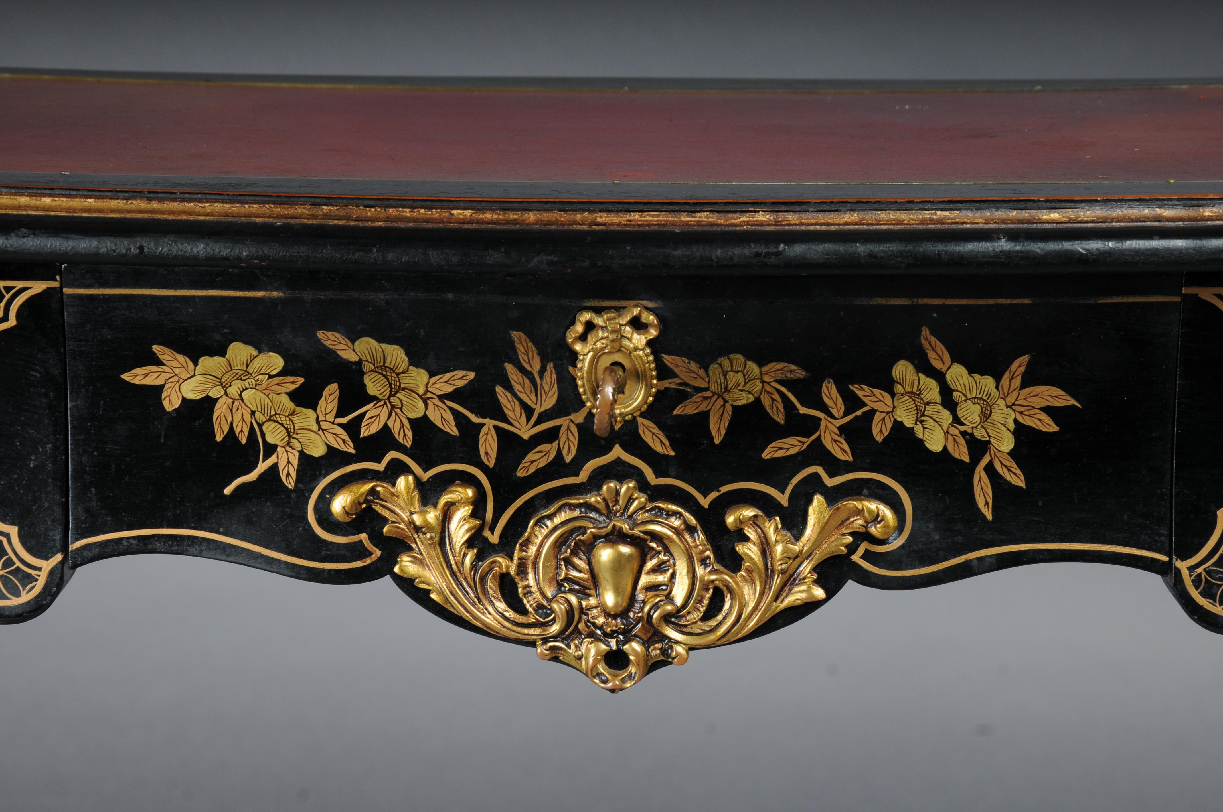 French Impressive antique writing desk, ebonized/black around 1870, Napoleon III For Sale