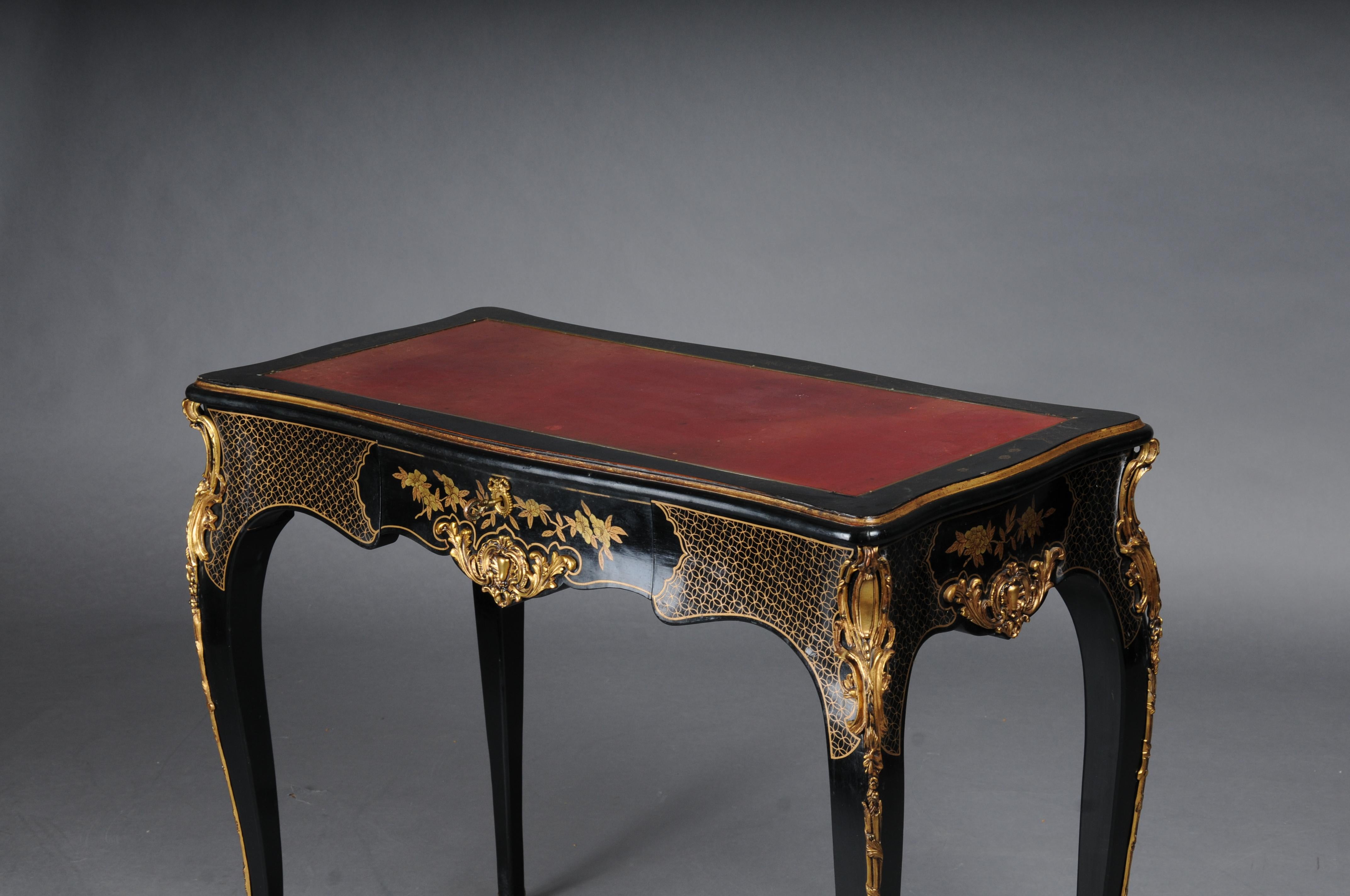 19th Century Impressive antique writing desk, ebonized/black around 1870, Napoleon III For Sale