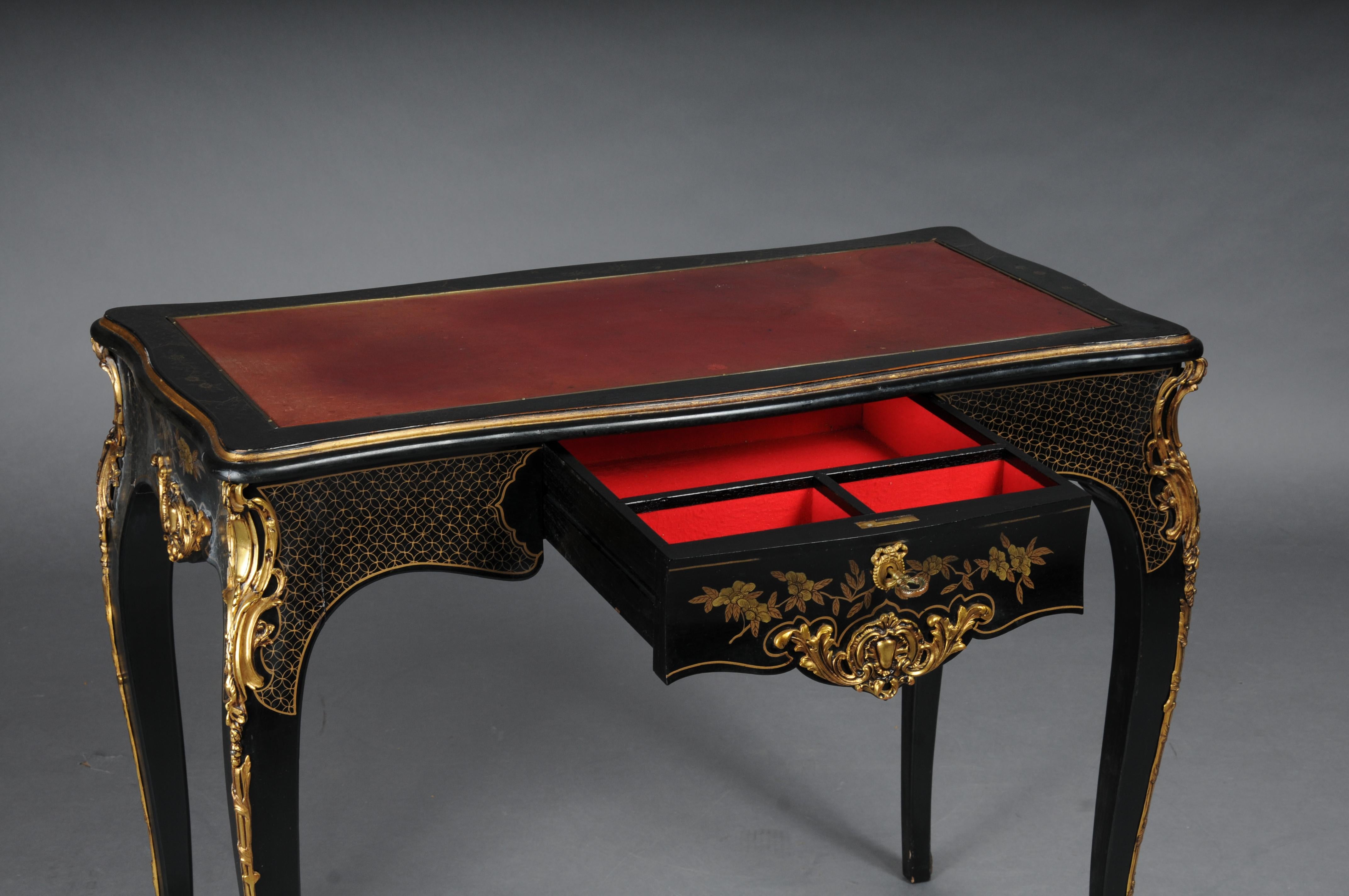 Impressive antique writing desk, ebonized/black around 1870, Napoleon III For Sale 1