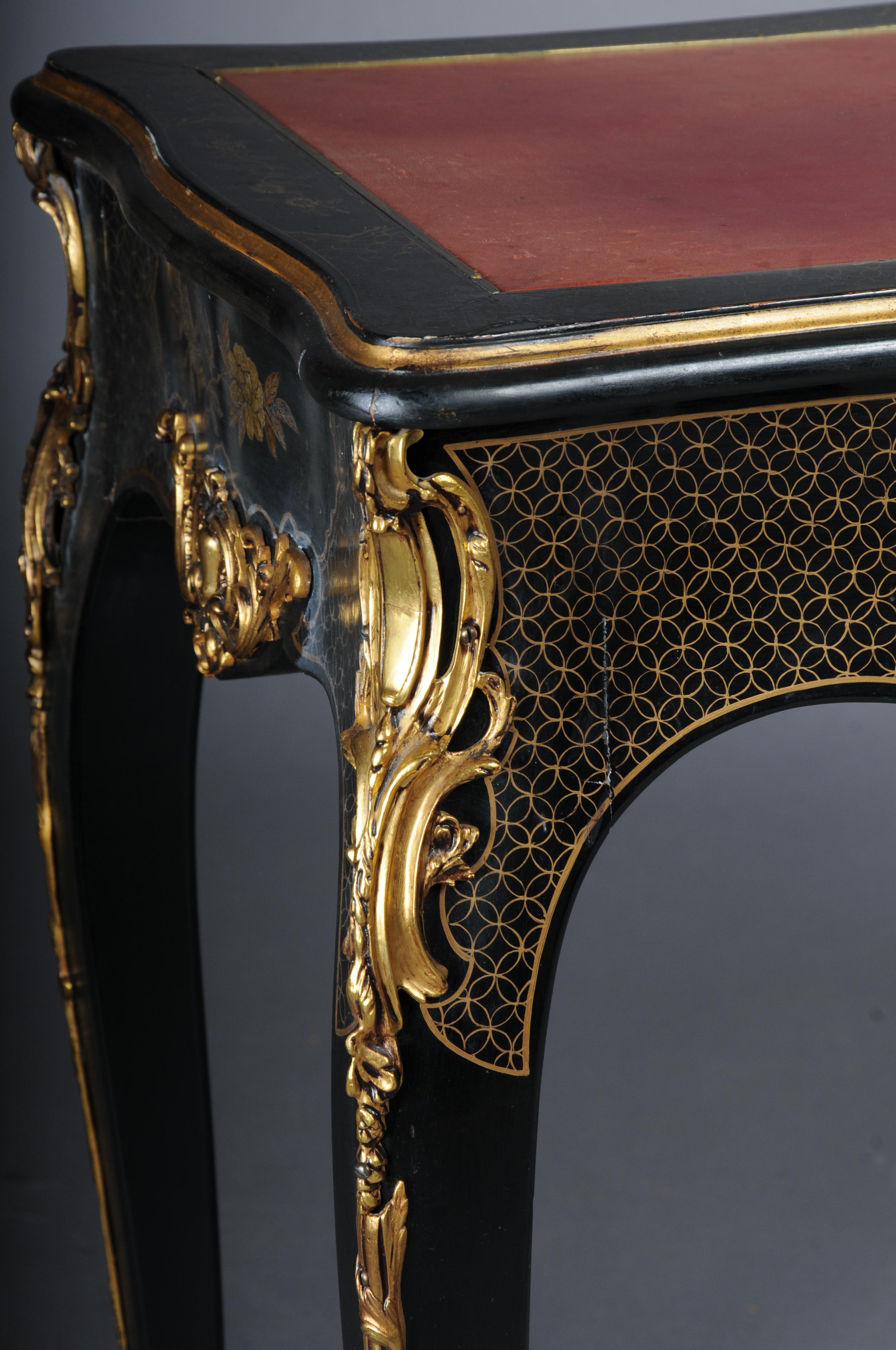 Impressive antique writing desk, ebonized/black around 1870, Napoleon III For Sale 2
