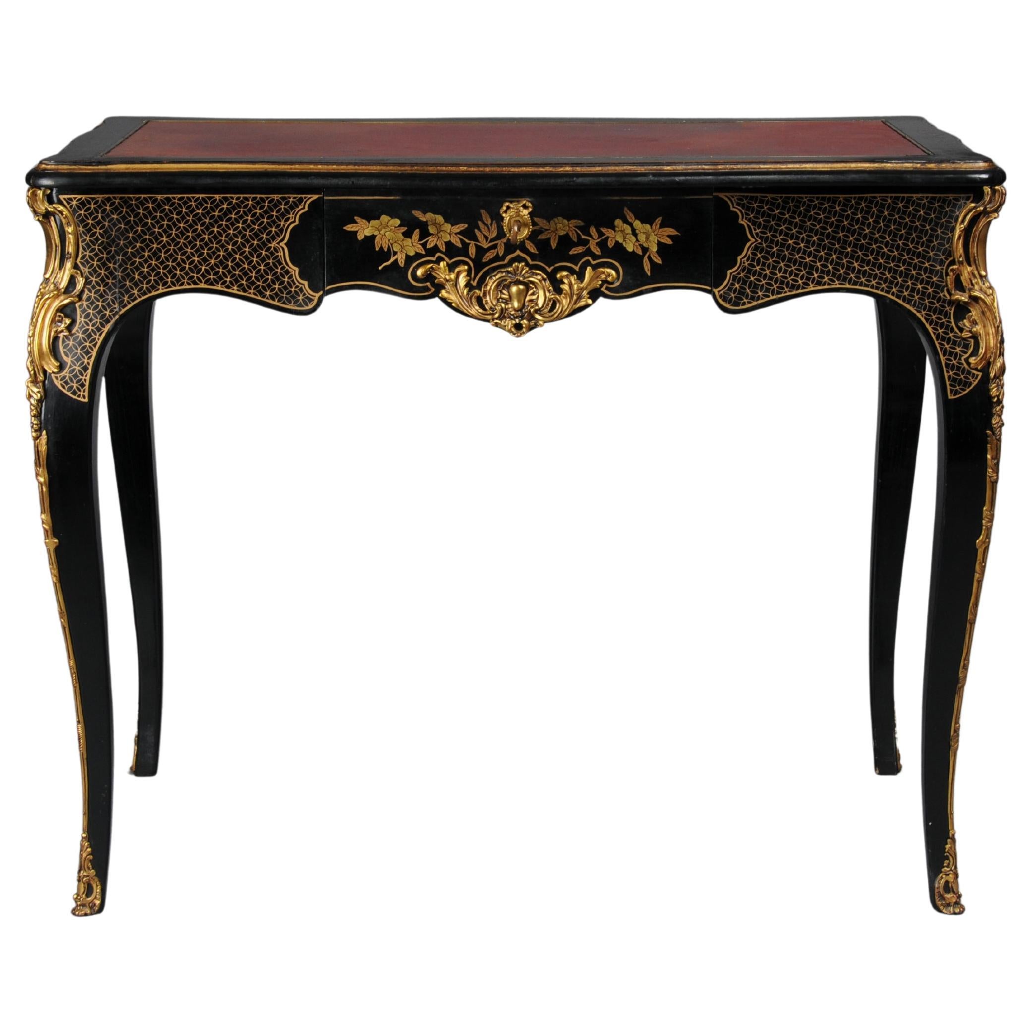 Impresionante escritorio antiguo, ebonizado/negro hacia 1870, Napoleón III
