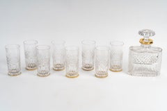 Impressive Aperitif Set in 24-Carat Gold-Plated Metal and Crystal, Napoleon III.