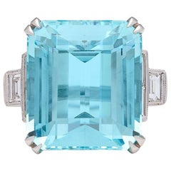 Impressive Aquamarine and Diamond Ring