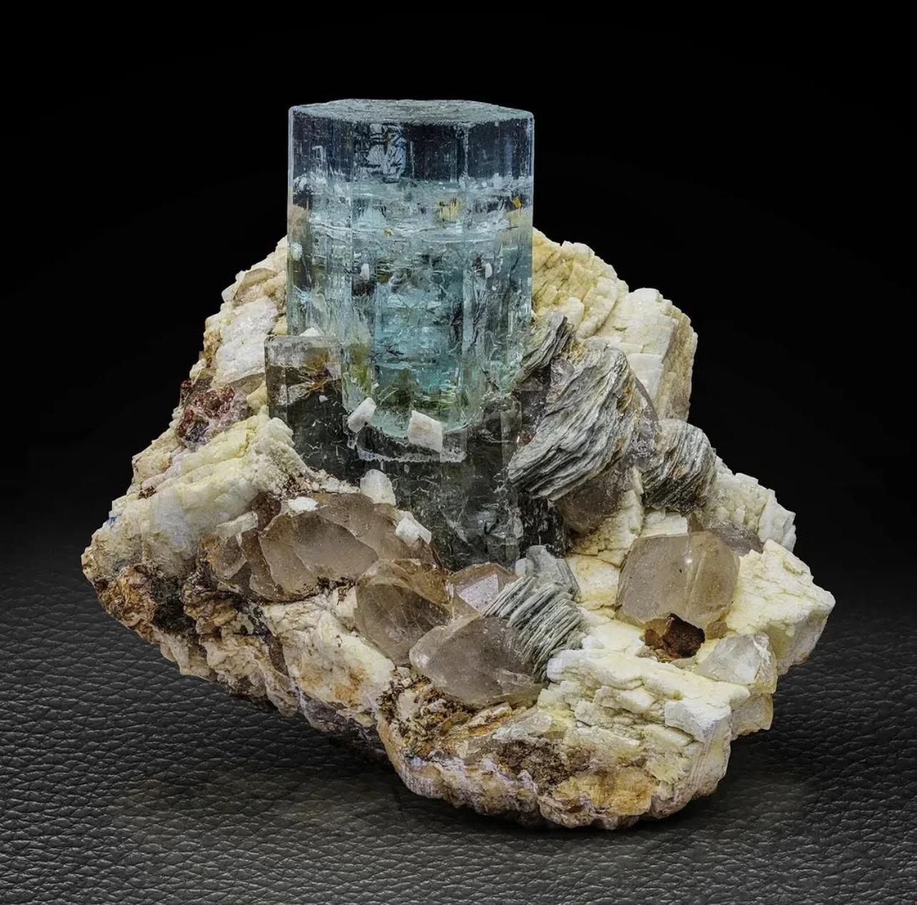 Impressive Aquamarine Crystal Positioned On Albite Matrix From Pakistan For Sale 6