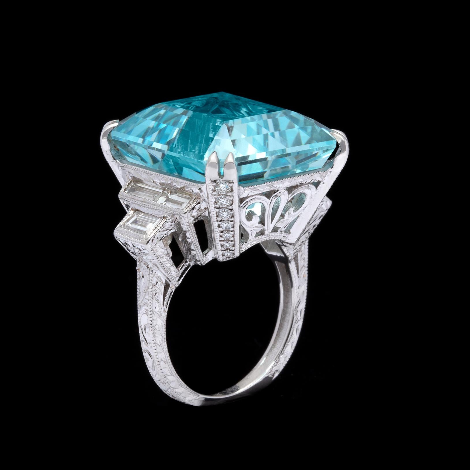 Women's Impressive Aquamarine and Diamond Ring