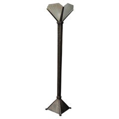 Impressive Art Deco Edgar Brant Design Wrought Iron Square Column Floor Lamp
