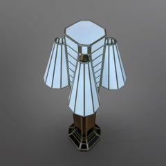 Impressive art deco stained glass floor lamp, Germany 1960s