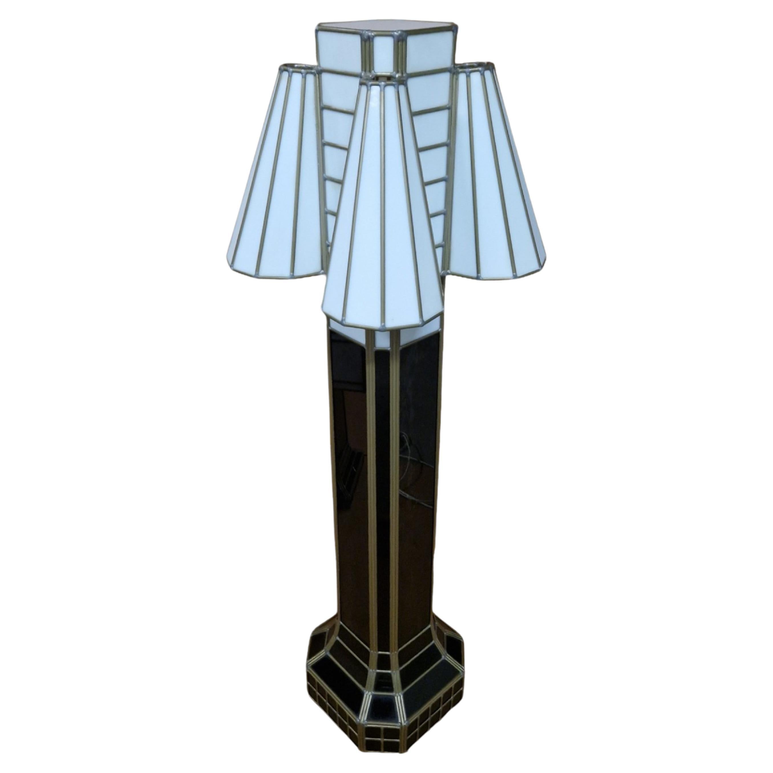 Impressive art deco stained glass floor lamp, Germany 1960s