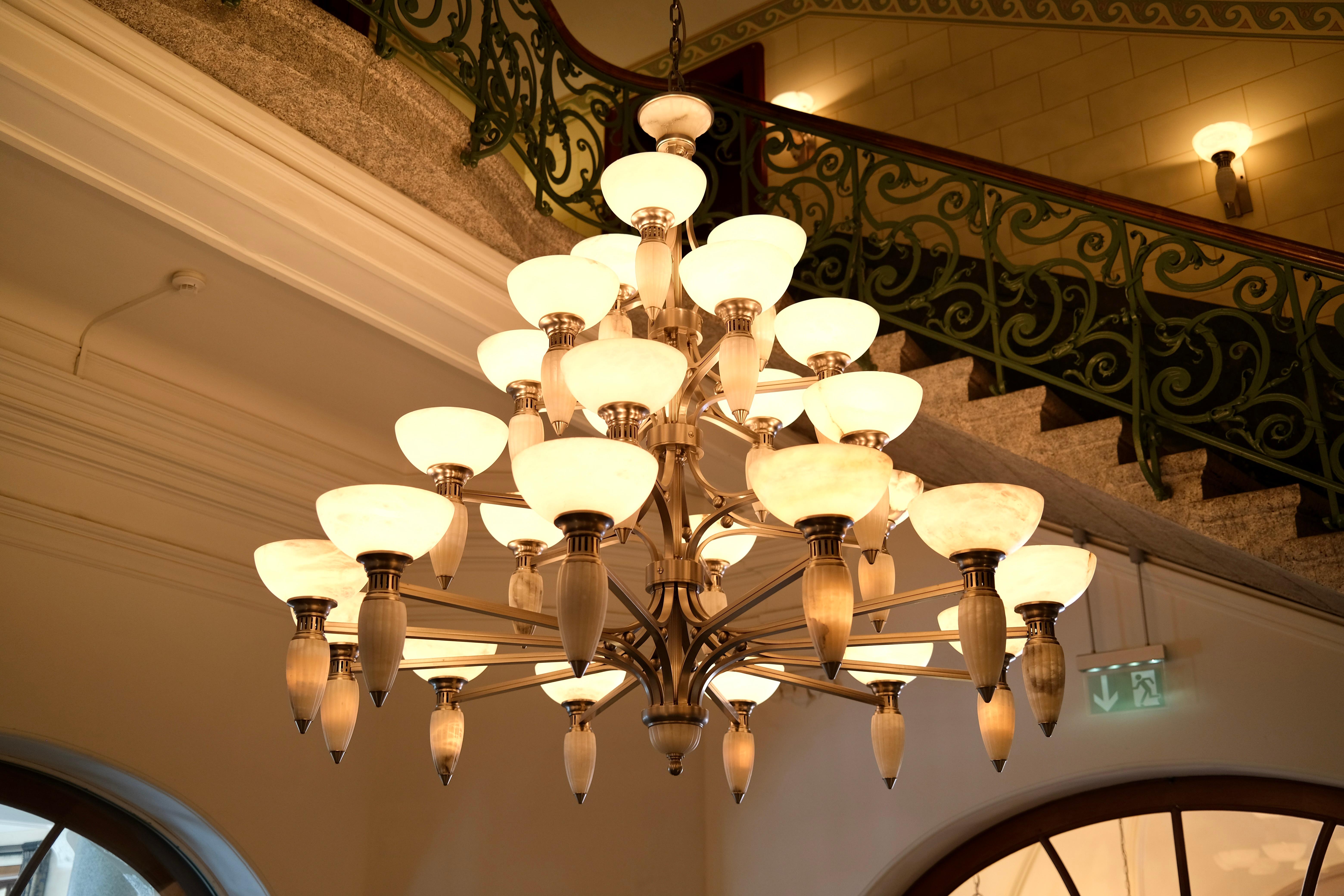 This huge Art Deco style chandelier decorated for many years the staircase of the prestigious 5 star Grand Hotel 