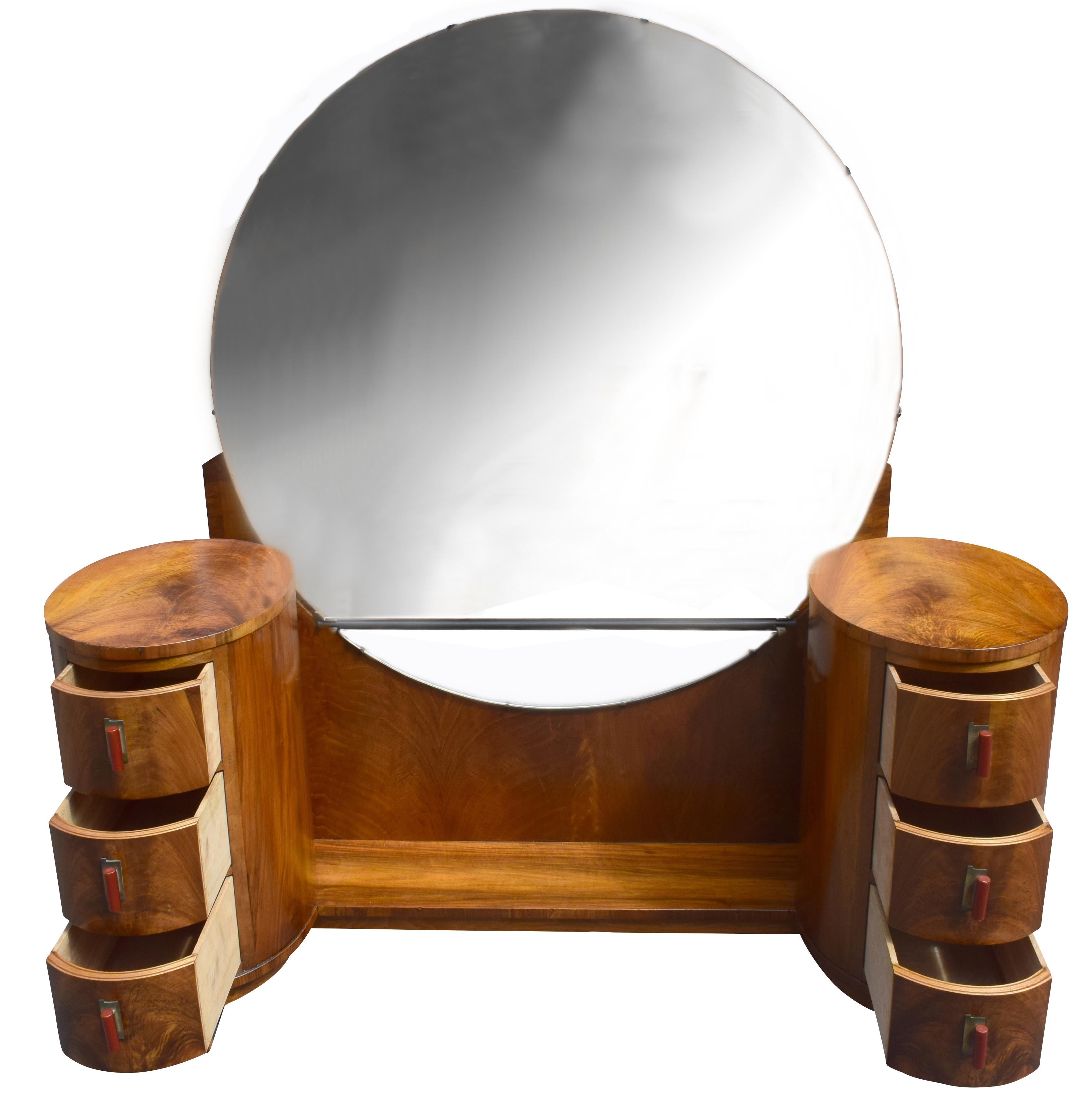 20th Century Impressive Art Deco Walnut Dressing Table, circa 1930