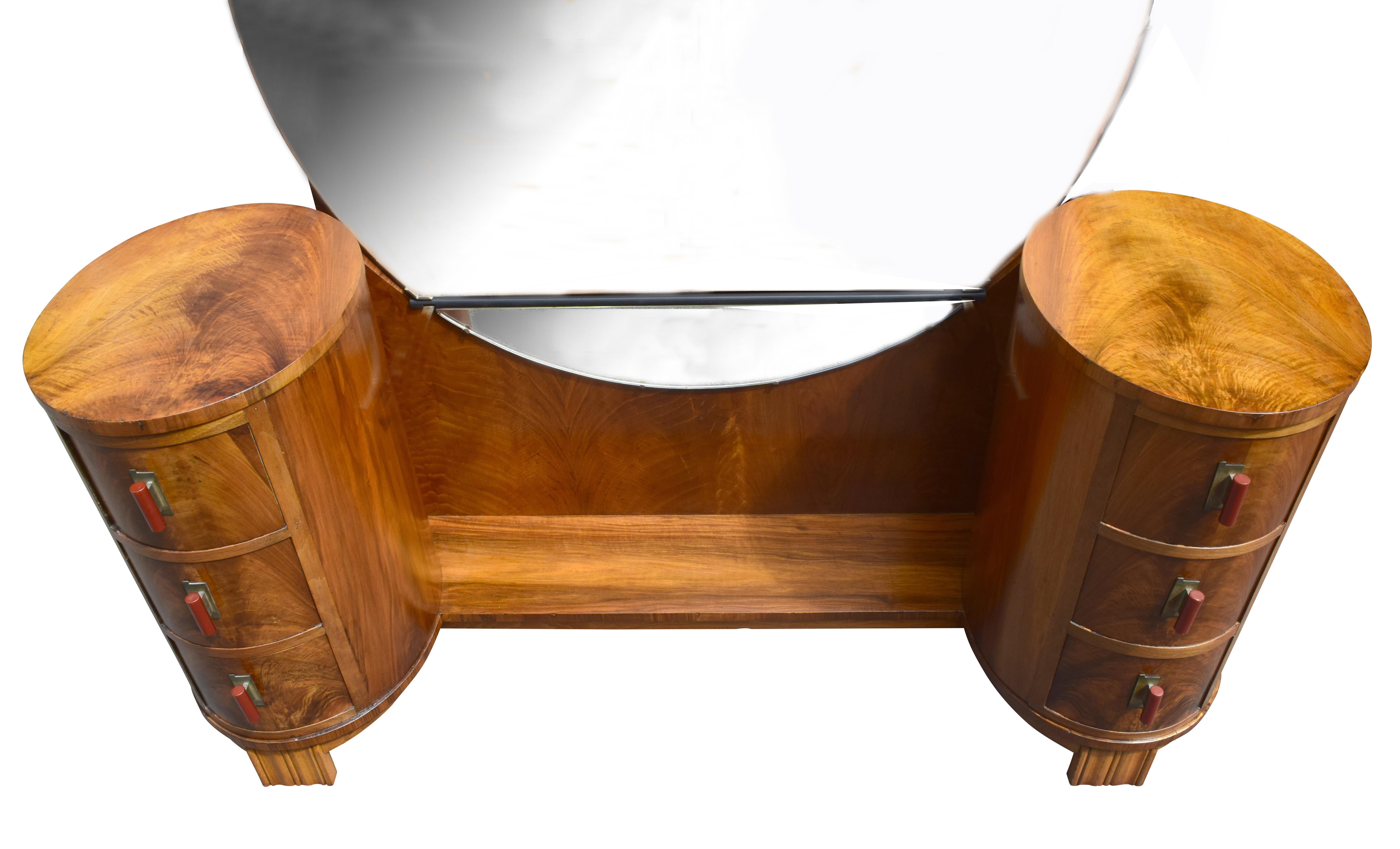 Mirror Impressive Art Deco Walnut Dressing Table, circa 1930