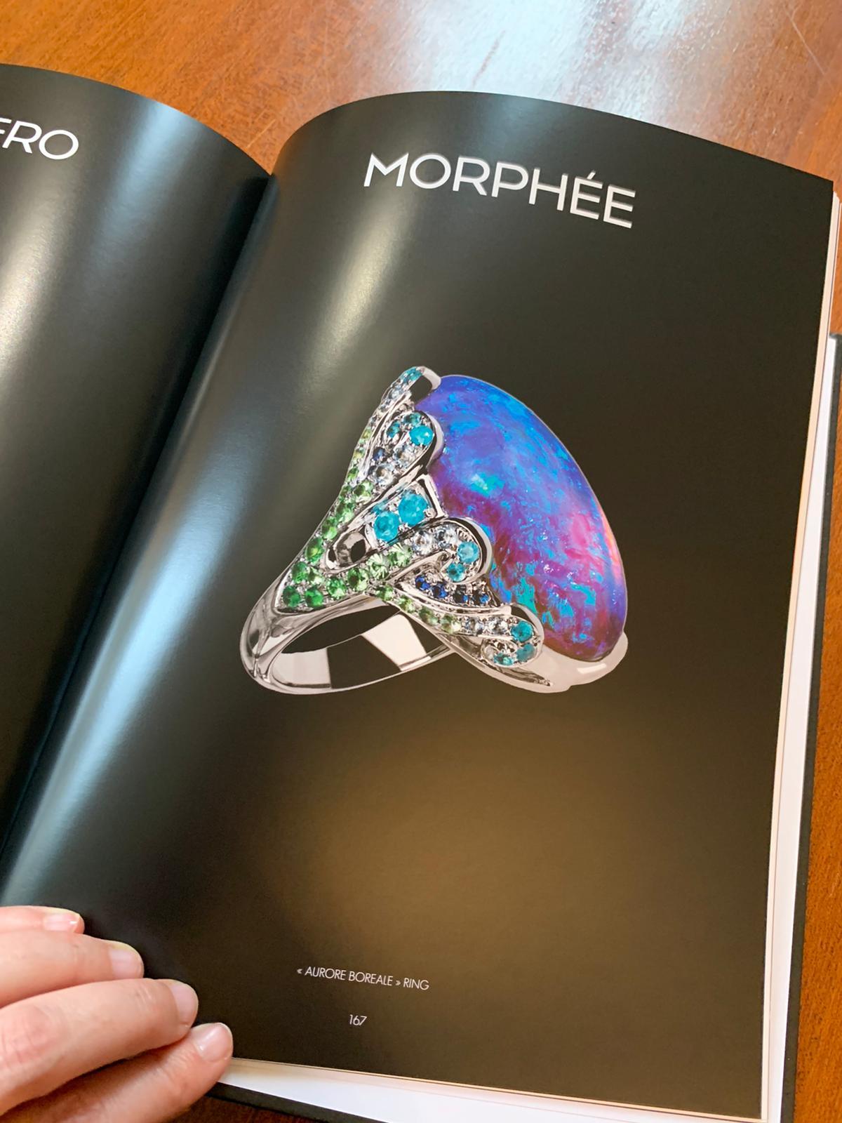 Impressive Australian Black Crystal Opal Cocktail Ring For Sale 3