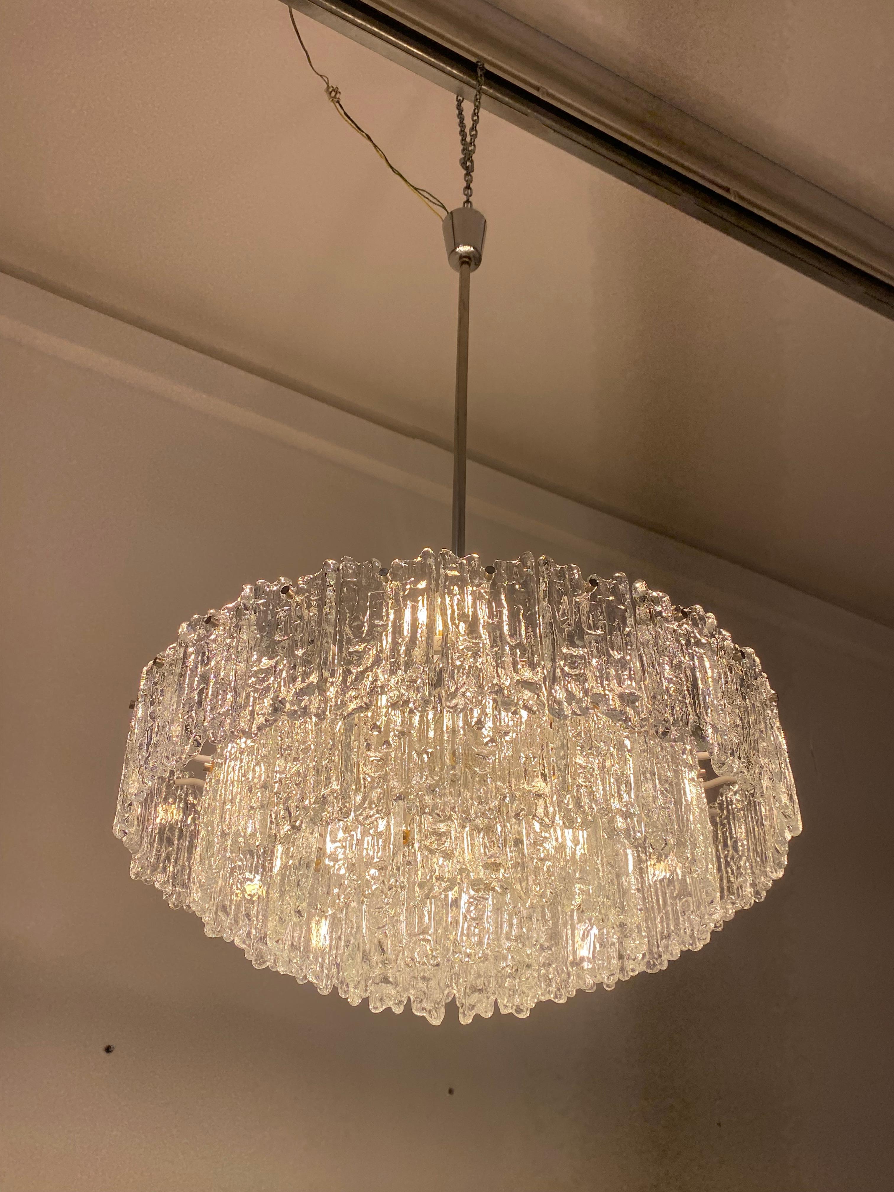 Impressive Austrian Kalmar ARENA Crystal Ice Glass Chandelier For Sale 7