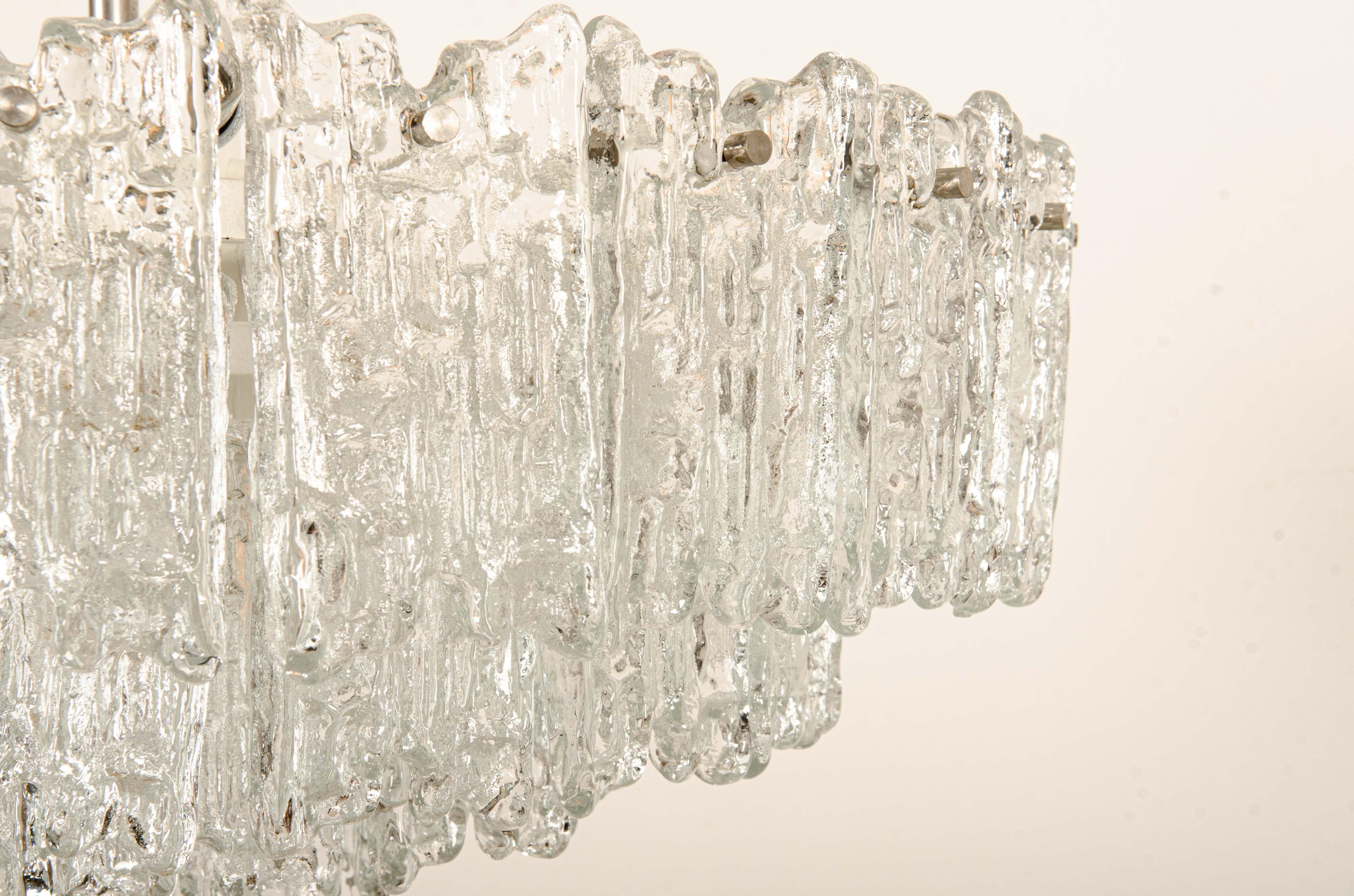 Steel Impressive Austrian Kalmar ARENA Crystal Ice Glass Chandelier For Sale