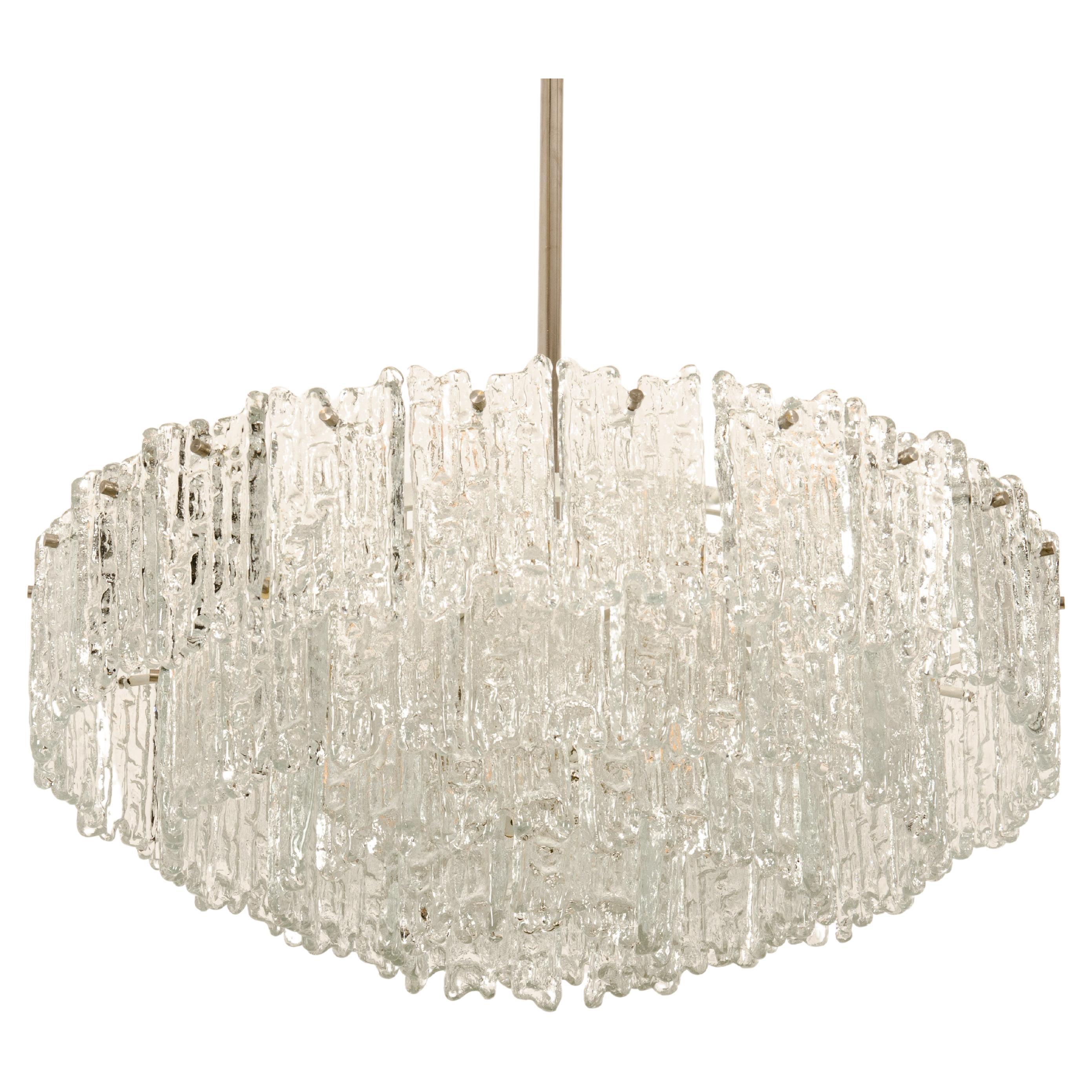 Impressive Austrian Kalmar ARENA Crystal Ice Glass Chandelier For Sale