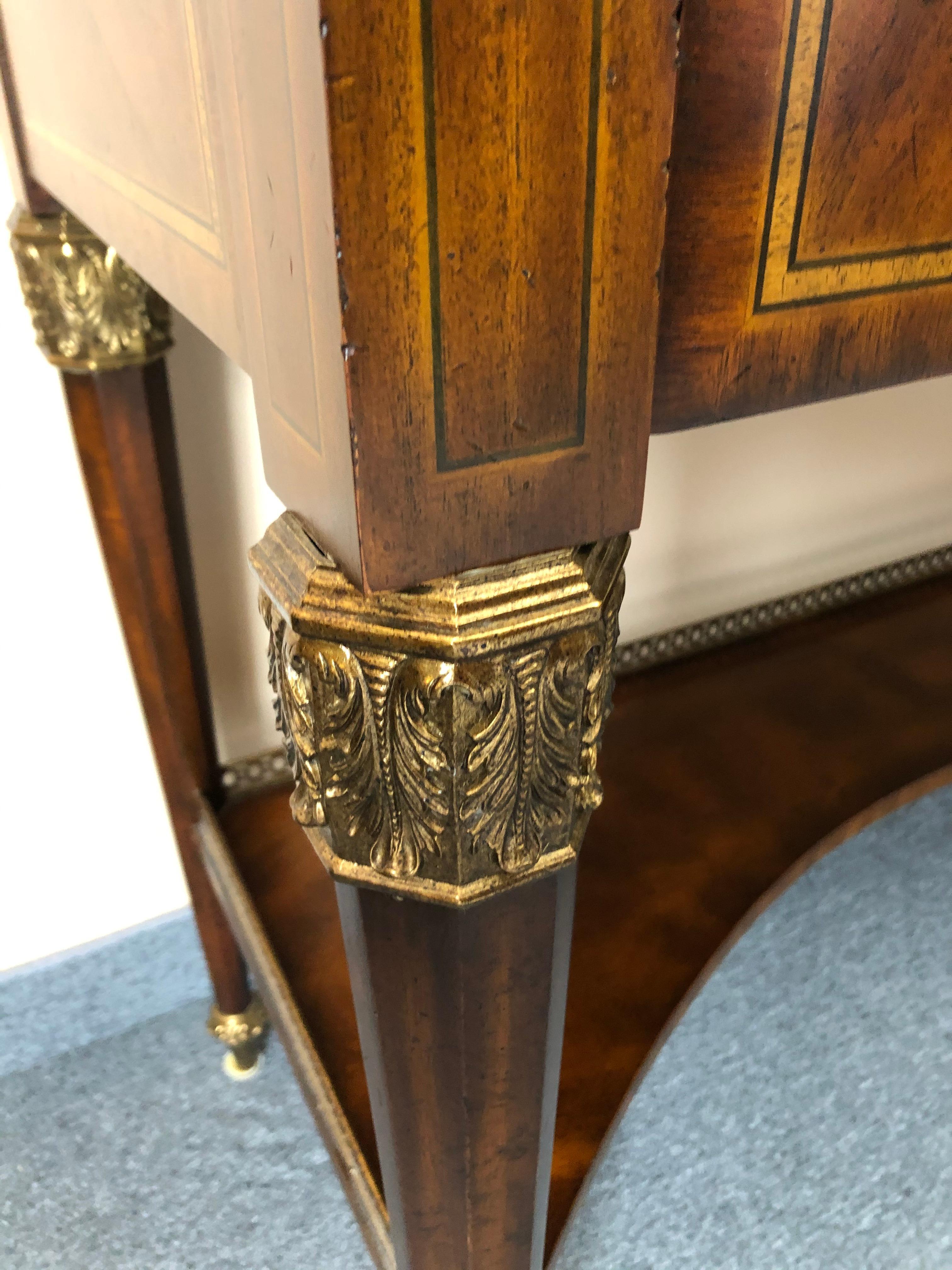 Brass Impressive Maitland Smith Crotch Mahogany Regency Style Sideboard Console Table