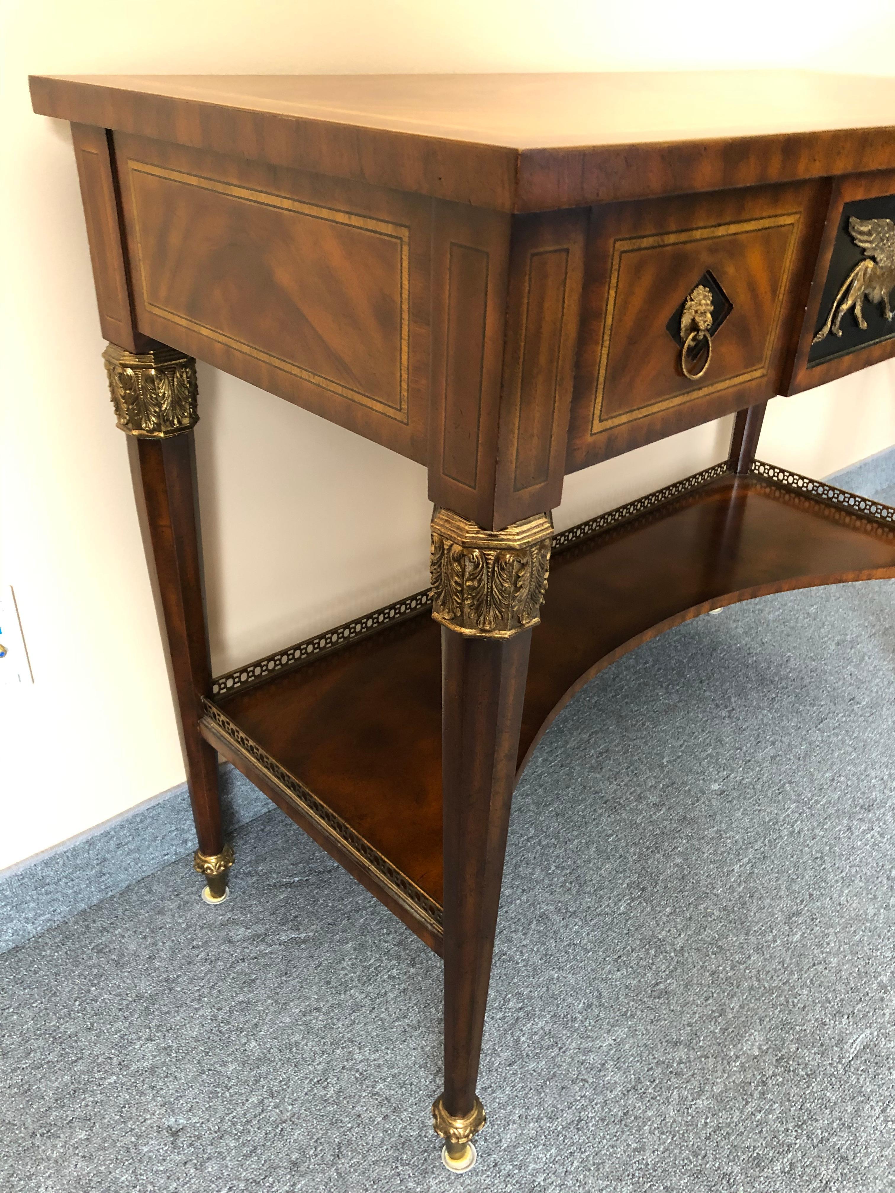 Impressive Maitland Smith Crotch Mahogany Regency Style Sideboard Console Table 3