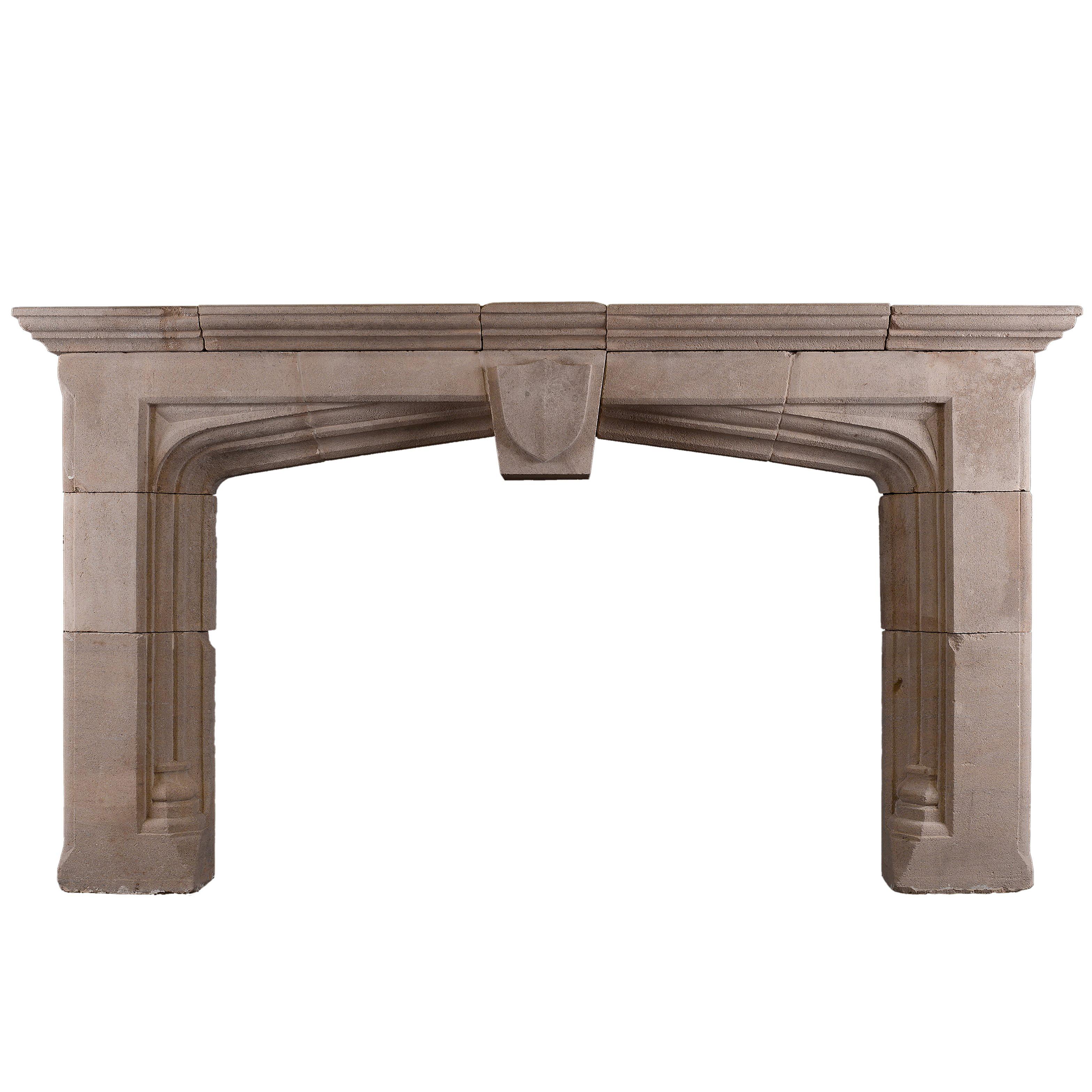 English 18th Century Bath Stone Fireplace In The Gothic Style For