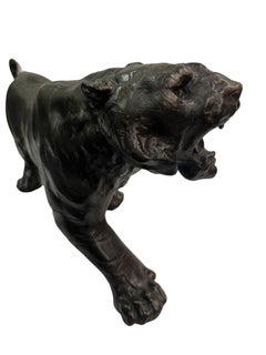 Impressive big cat tiger sculpture, terracotta, late 1920s/early 1930s, France