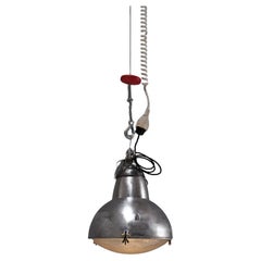 Impressive, big french industrial lamp, restored, ca. 1940s