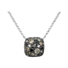 Impresionante Collar de Oro Blanco con Diamante Negro
